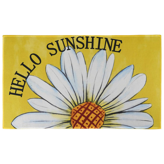 wefrea Summer Door Mat Hello Sunshine Floral Doormat Non Slip Spring Summer Door Mat Outdoor Entrance for Front Door, Yard, Floor, Patio, Indoor Outdoor Daisy Entrance Floor Rug 30"*17"