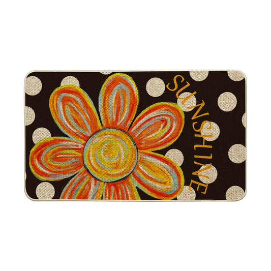 Artoid Mode Black Dots Flower Summer Doormat, Home Decor Low-Profile Switch Rug Door Mat Floor Mat for Indoor Outdoor 17x29 Inch