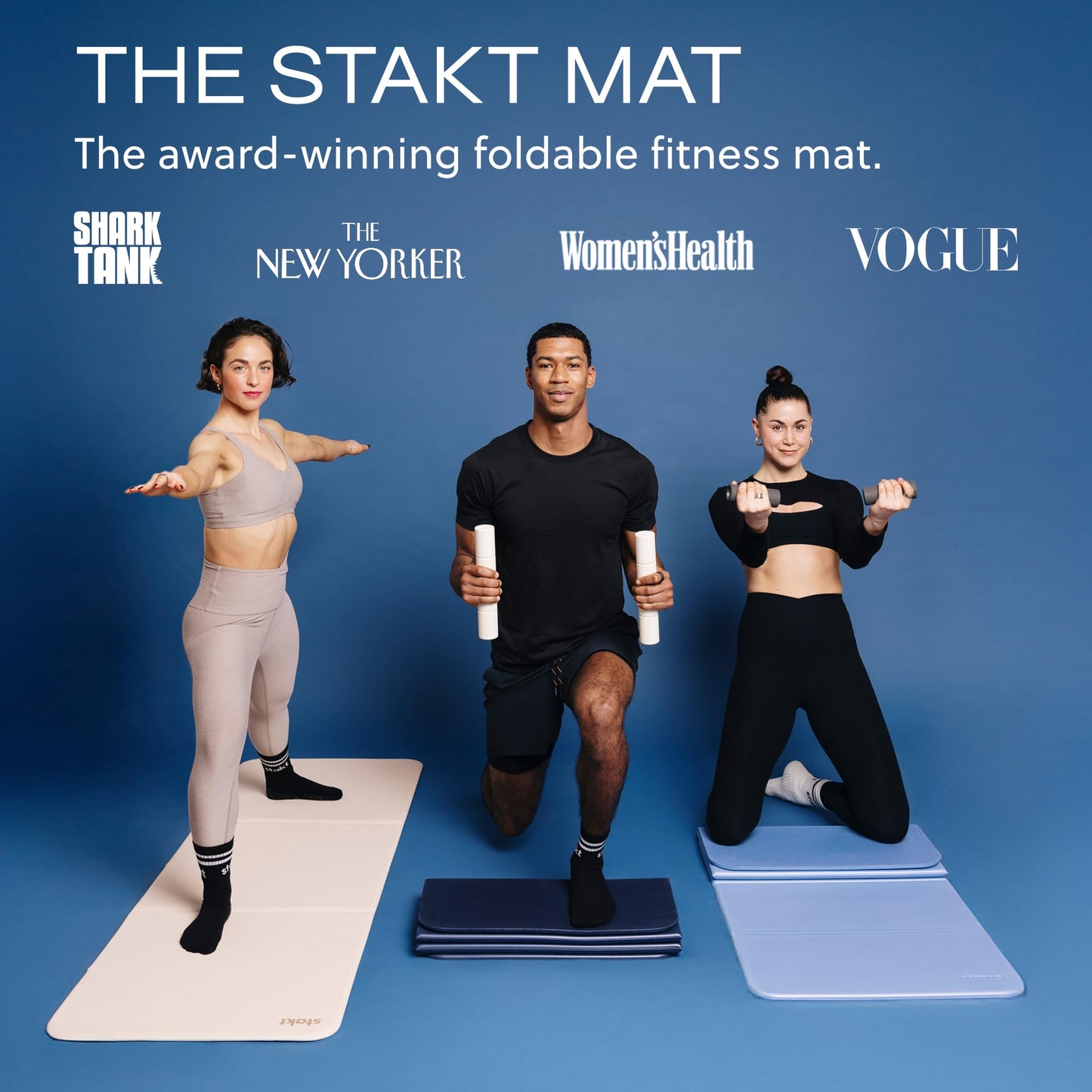 Stakt The Original Foldable Yoga Mat, Premium Foldable Exercise & Workout Mat with Non-Slip Surface, Lightweight Portable for Studio or Home Use, As Seen on Shark Tank - Terracotta