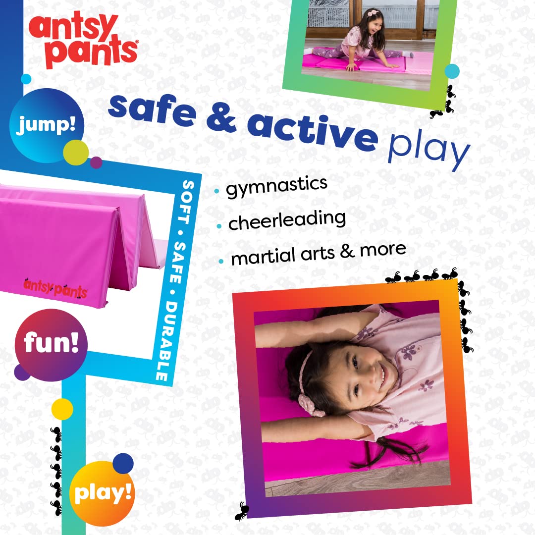 Antsy Pants Tumbling Mat for Kids – 5-Fold Gymnastics Mat, Easy to Clean, Sturdy, Foldable Tumbling Mats, Padded, Lightweight, Portable, Gymnastics Equipment for Active Play