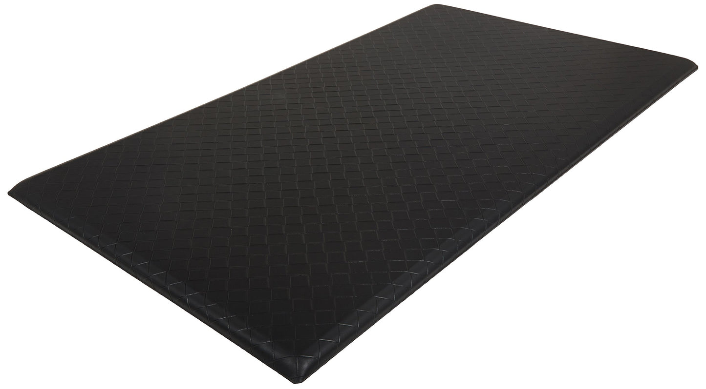 Amazon Basics Anti-Fatigue Standing Mat, Non-Slip, Cushioned, Stain Resistant Comfort Mat for Home, Office and Standing Desk, 20" x 36" x 0.6", Geometric, Black, 5-Pack