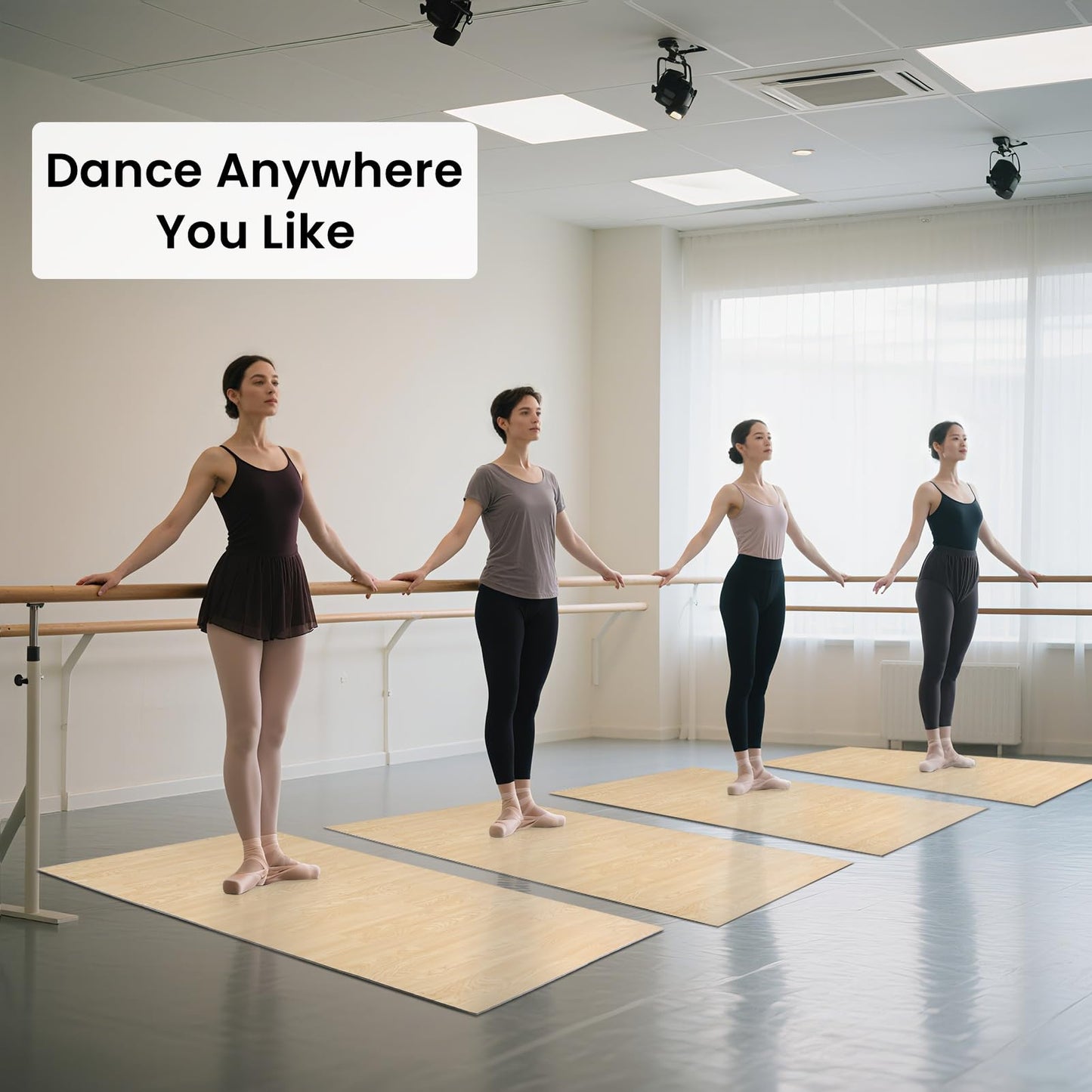 3 x 4 Ft Marley Dance Floor, 5mm Thin Mat for Ballet Floor