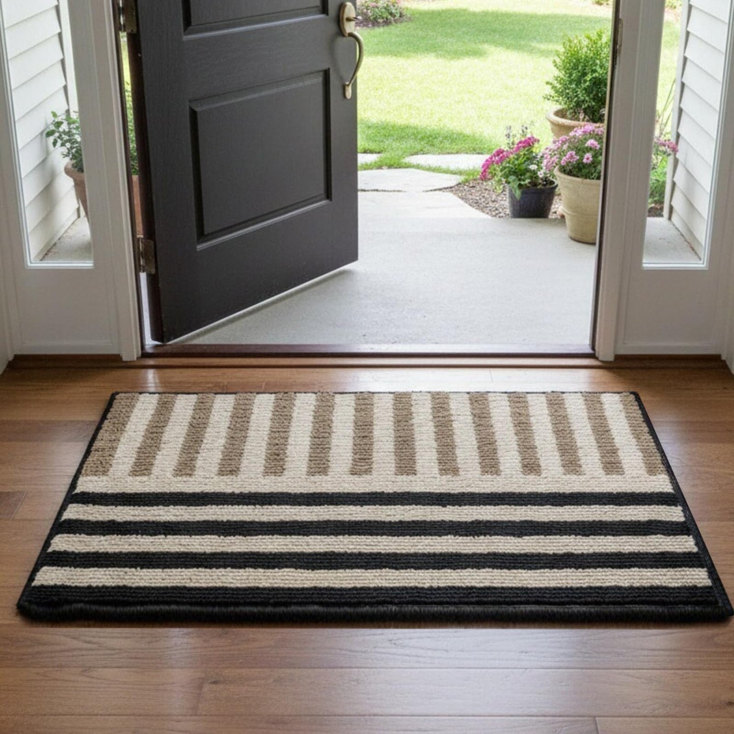 19.5"x31.5" Khaki Indoor Door mat Non-Slip Inside Front Doormats Entryway Mat Resist Dirt Washable Low Profile Floor Mats for Indoor Outdoor Home Patio