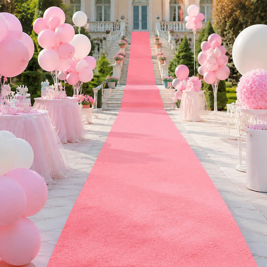 MECARPET 4ft x 15ft Light Pink Carpet Runner for Party,Anti Slip Thickening 350 GSM Non-Woven Polyester Fabric Aisle Runner for Wedding Ceremony, Pink Runner Rug for Prom