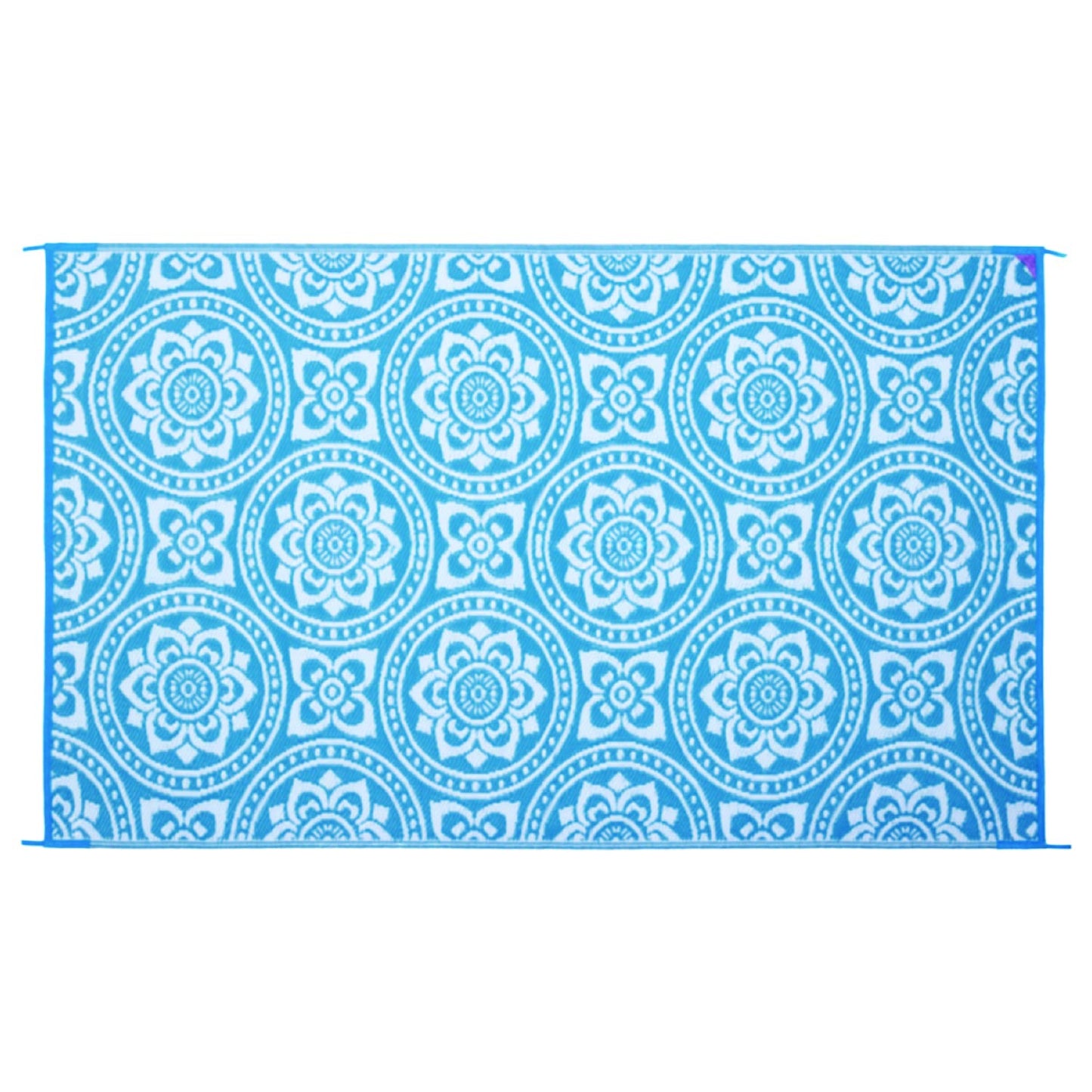 Stylish Camping 255083 5-feet by 8-feet Reversible Mat, Plastic Straw Rug, Large Floor Mat for Outdoors, RV, Patio, Backyard, Picnic, Beach, Camping - Leaf Mat (Turquoise/White)