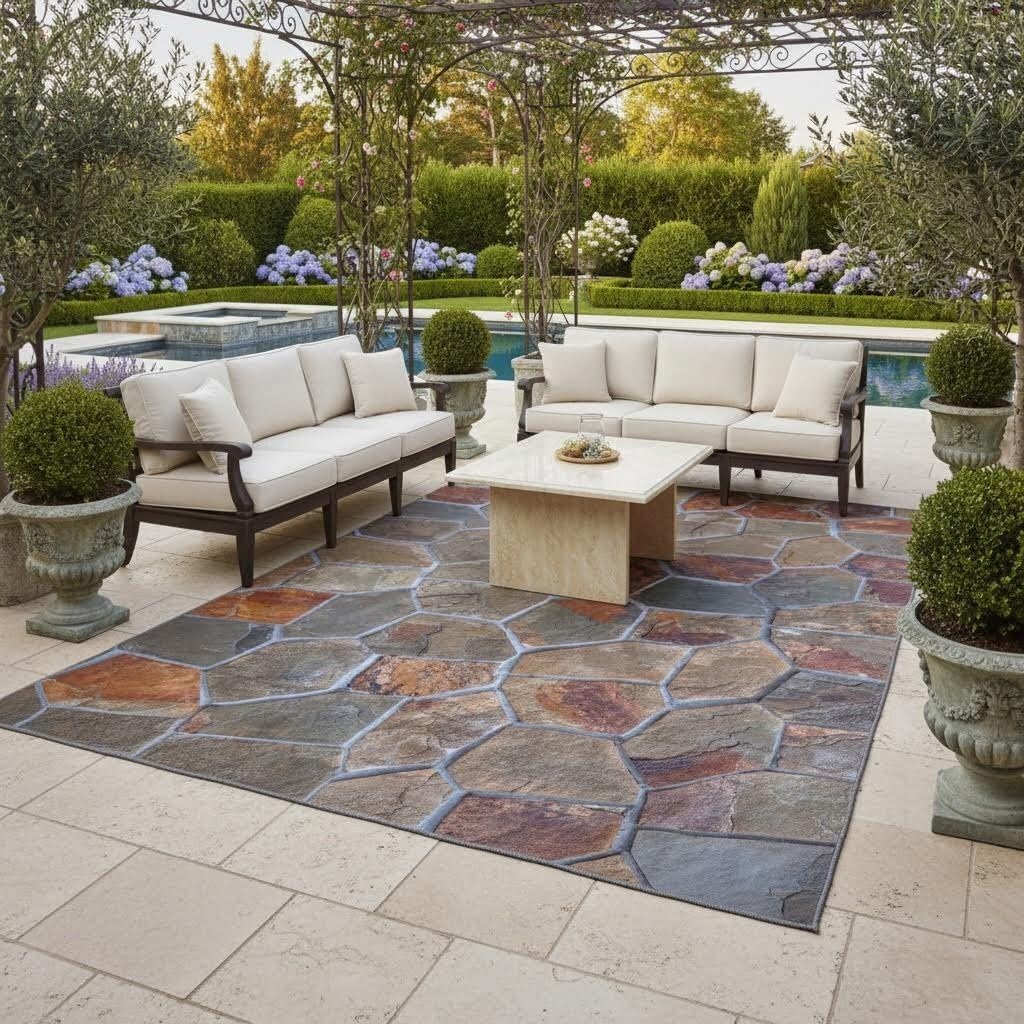 Rustic Distressed Grey Brown Rock Stones Texture 2x3 Outdoor Area Rug for Garden Backyard Balcony Patio Camping Deck Pool Floor Mats Non Slip Washable Waterproof Thin Indoor Outside Carpets