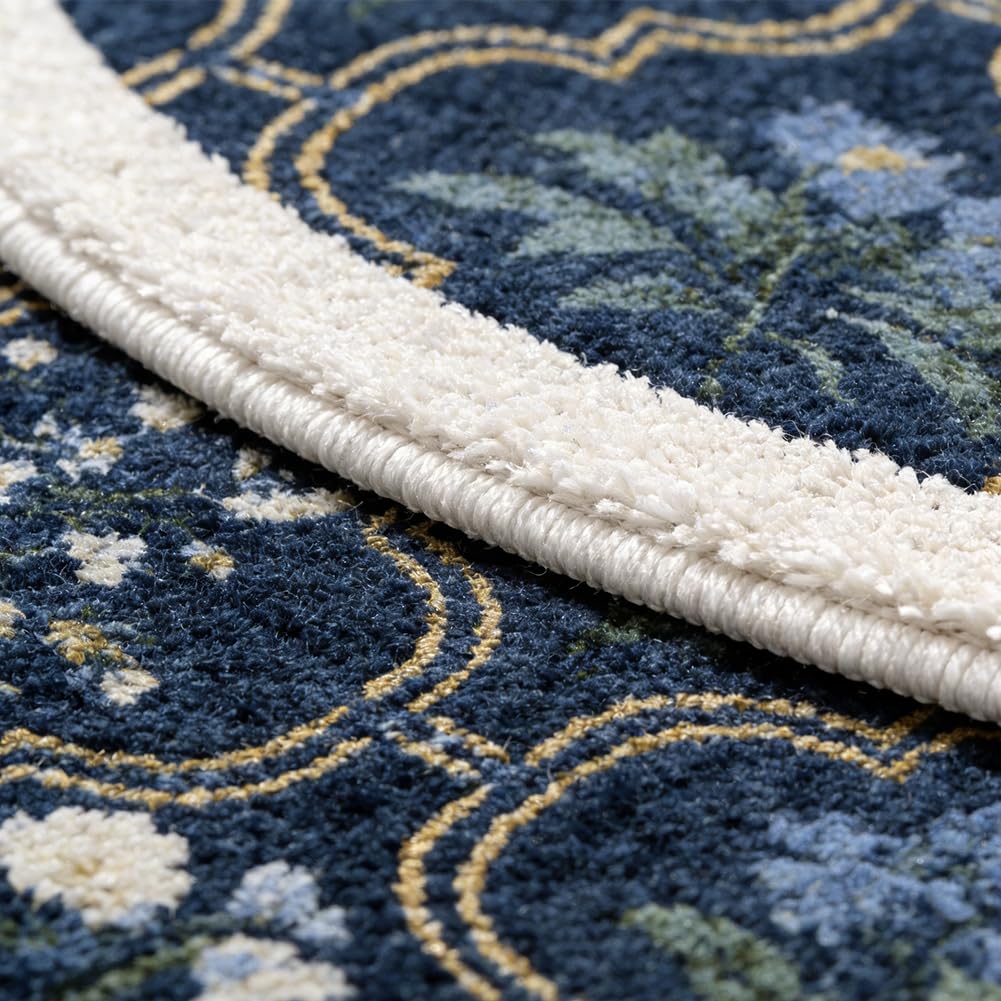 gdmgdr Spring Floral Bathroom Rug 32" x 20" Wild Flowers Bathroom Mat Boho Floral Bath Rug (Oval, Blue)