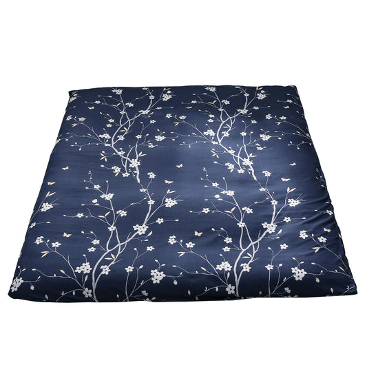 MAXYOYO Mattress Cover for Traditional Japanese Futon Mattress, Futon Floor Mats Cover with Zipper, Super Soft and Machine Washable, Navy Floral, Full