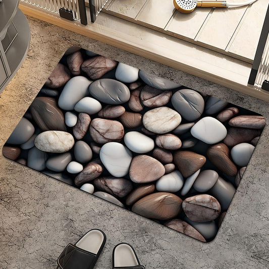 ZHUZHISHAN Bath Mat Rug,Rounded River Stones Non Slip Quick Dry Super Absorbent Thin Bathroom Rugs Fit Under Door-Easy to Clean Bathroom Floor Mats-Shower Rug for Shower Sink Bathtub(16" x 24"in)