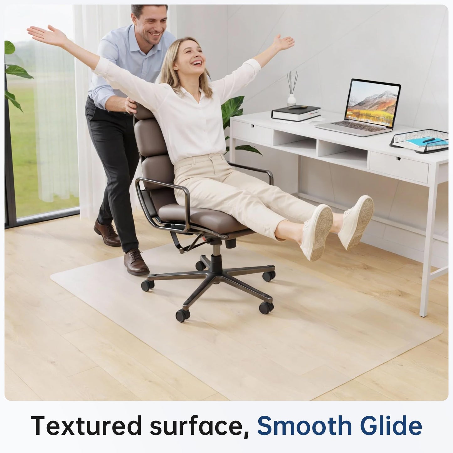 Cybstrax Office Chair Mat for Hardwood Floor - 45 x 53'', Transparent Computer Desk Chair Mat Easy Glide Floor Protector Mat for Rolling Chairs Office & Home