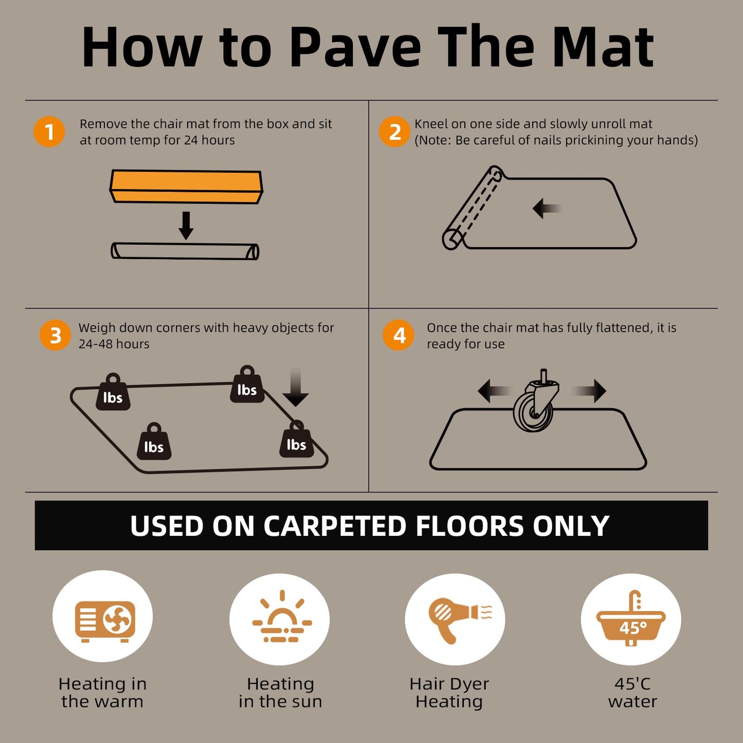 Office Chair Mat for Carpet - 36x48 Inch Plastic Computer Desk Floor Protectors for Chairs Clear Under Desk Rug Pad for Rolling Gaming Chair