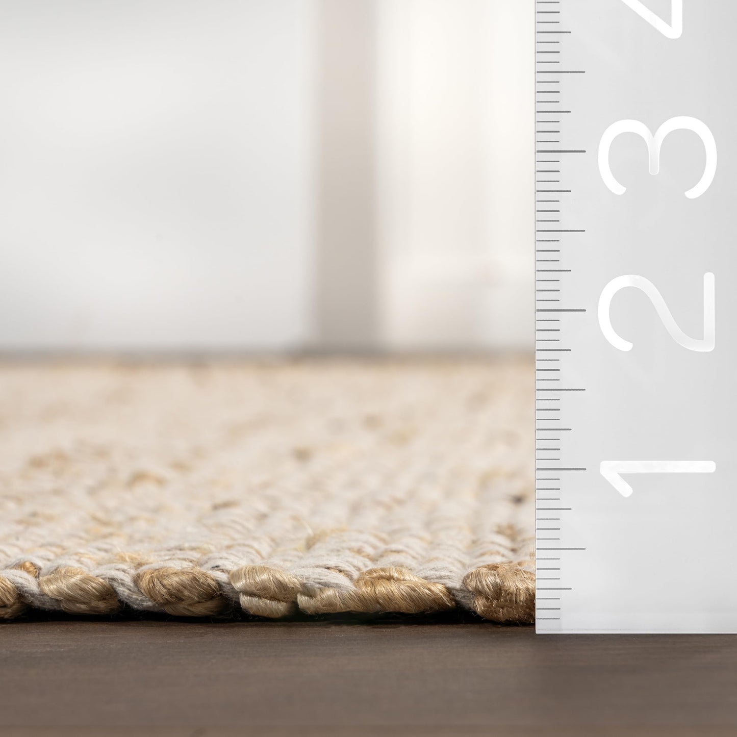 nuLOOM 2'6" x 6' Elfriede Jute & Cotton Hand Woven Area Rug, Natural, Solid Rustic Farmhouse Style, Weaved Design, Natural Fiber, For Bedroom, Living Room, Dining Room, Hallway, Office, Entryway