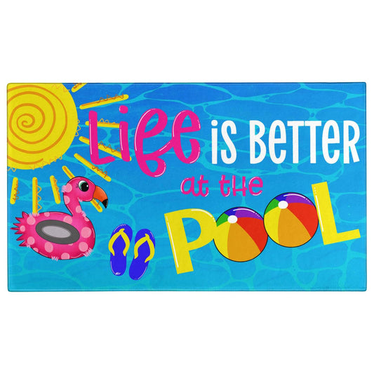 Summer Door Mat,Life is Better at The Pool Indoor Outdoor Non-Slip Doormat,Entryway Front Porch Farmhouse Summer Welcome Door Mat Colorful for Entrance Decor,30" x 17"