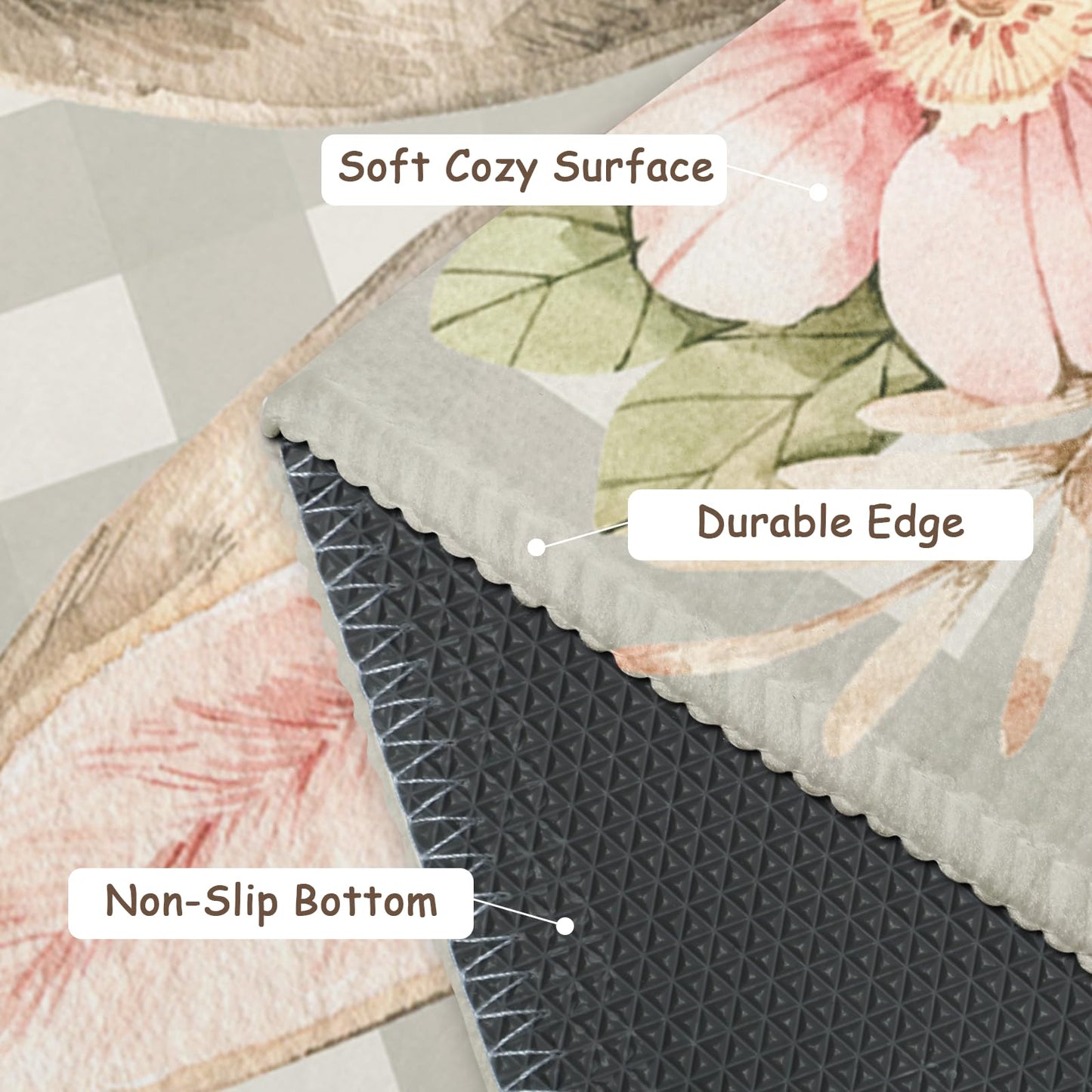 Cryomitron Easter 2x3 Rugs for Entryway Easter Bunny Ear Buffalo Plaids Front Door Mat Indoor Non Slip Low Pile Area Small Rugs Spring Rabbit Floral Throw Rugs for Kitchen Bathroom Bedroom Living Room