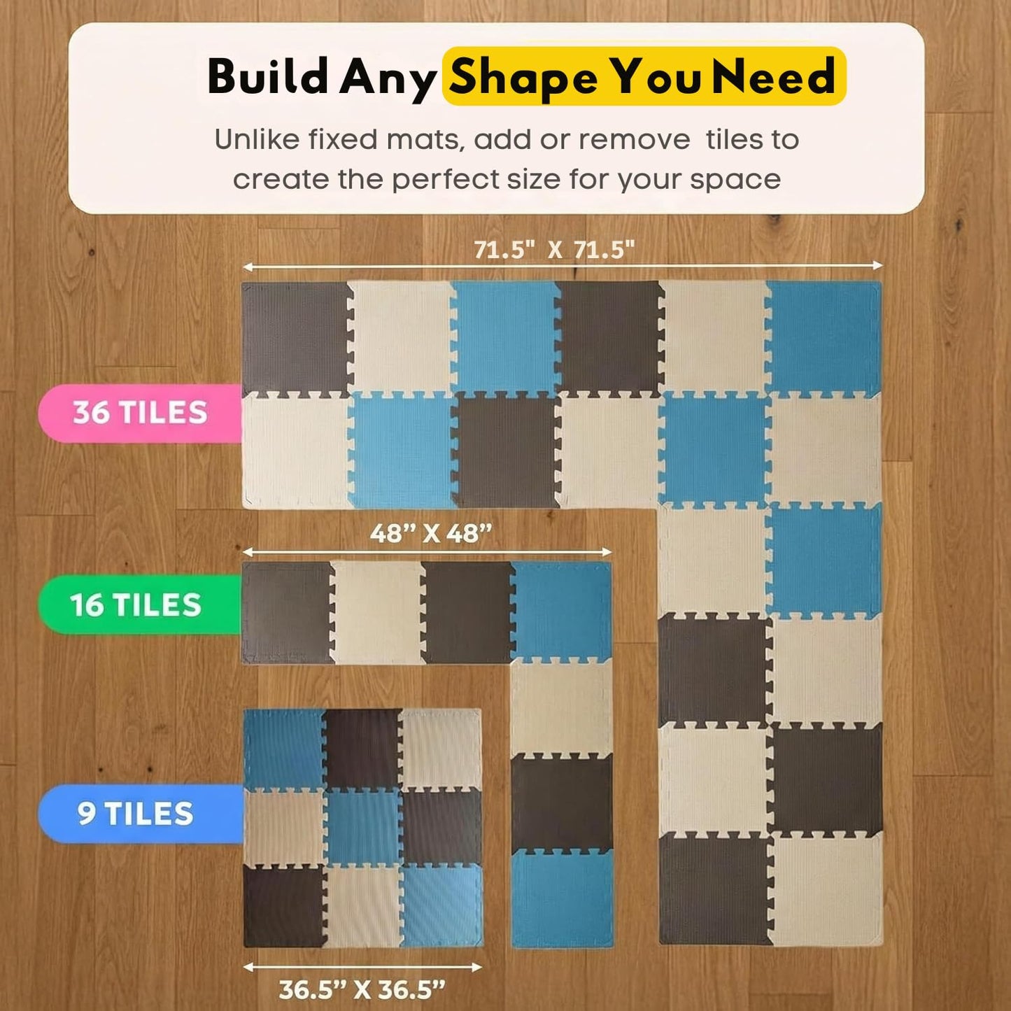 MioTetto Baby Play Mat, Comfortable Playtime Mat – Portable Foam Floor Tiles, Safe Baby mat for Floor for Crawling & Development, Soft Play mat for Babies, Stylish Interlocking Foam Tiles