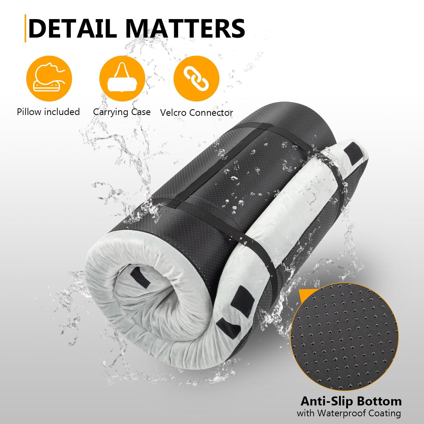 Outvita Sleeping Pad, Portable Camping Mat, CertiPUR-US Memory Foam Camping Mattress, Roll Up Floor Bed for Tent, Cot, Truck, Car, Outdoor Travel w/Portable Bag (3" with Pillow / 2.5" Without Pillow)