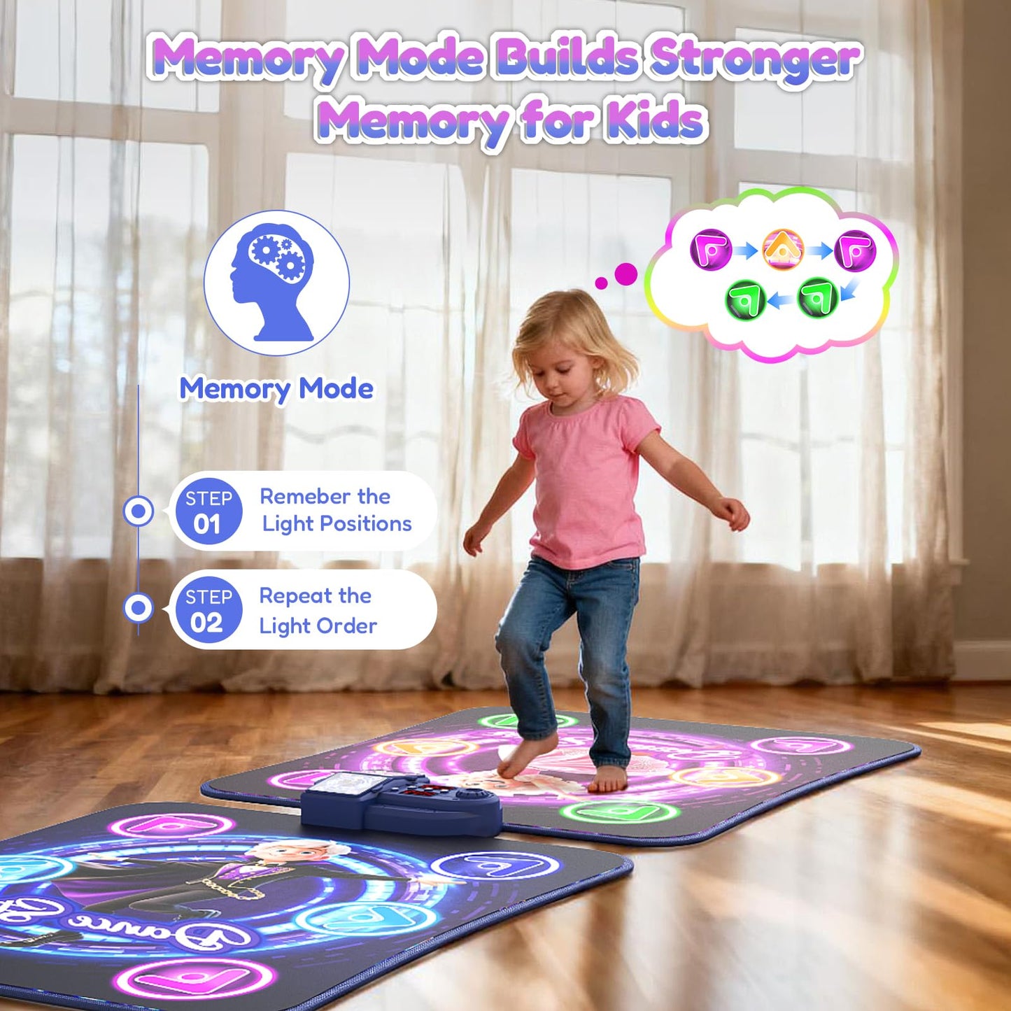 TooLion Double Dance Mat for Kids 3-12 - Dance Pad with Light-Up 12 Buttons,5 Game Modes,Touch-Sensitive & Built-in Music & Adjustable Volume,Christmas Birthday Gift for Boys Girls
