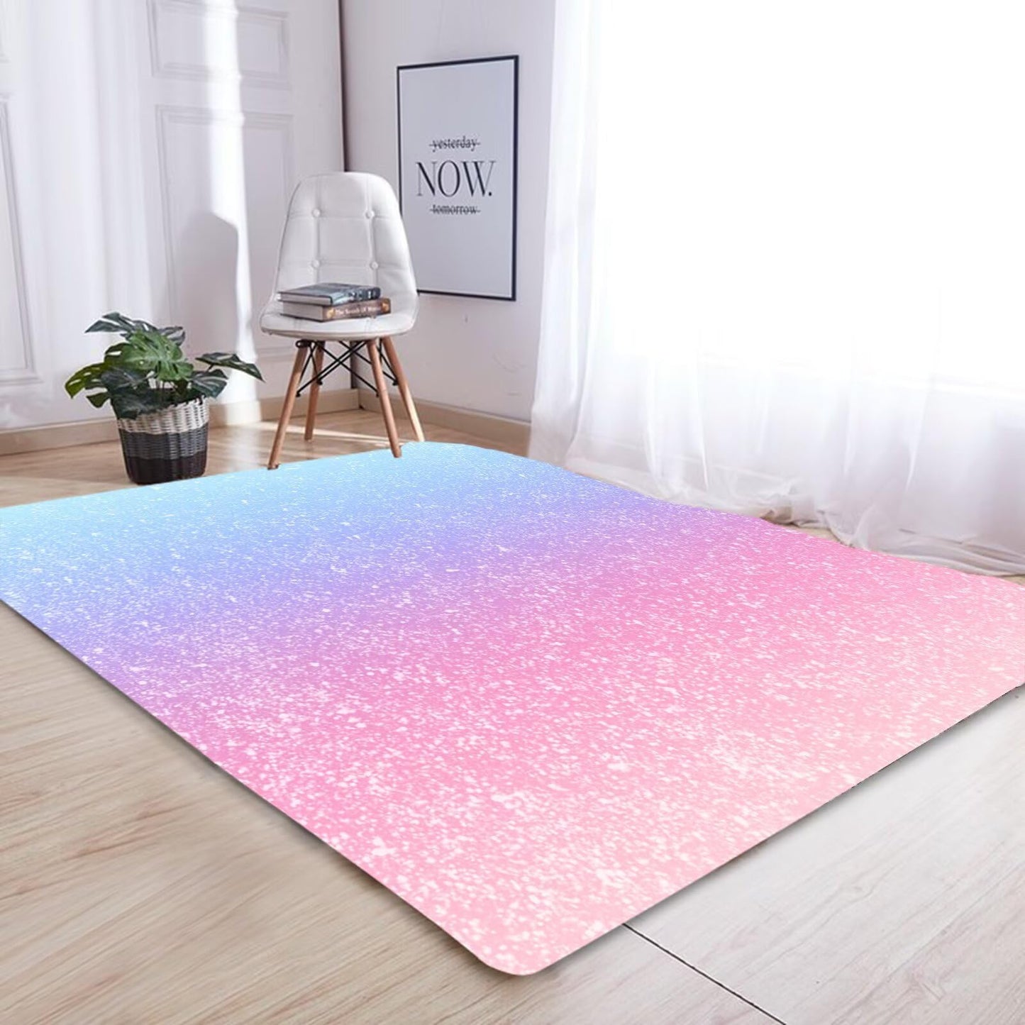 kxry Area Rugs 2X3 Feet, Pink Galaxy Gradient Glitter Soft Machine Washable Rugs Rainbow Tie Dye Ombre Non Slip Foldable Floor Carpet for Living Room Bedroom Dining Room Dorms Nursery Rooms Office