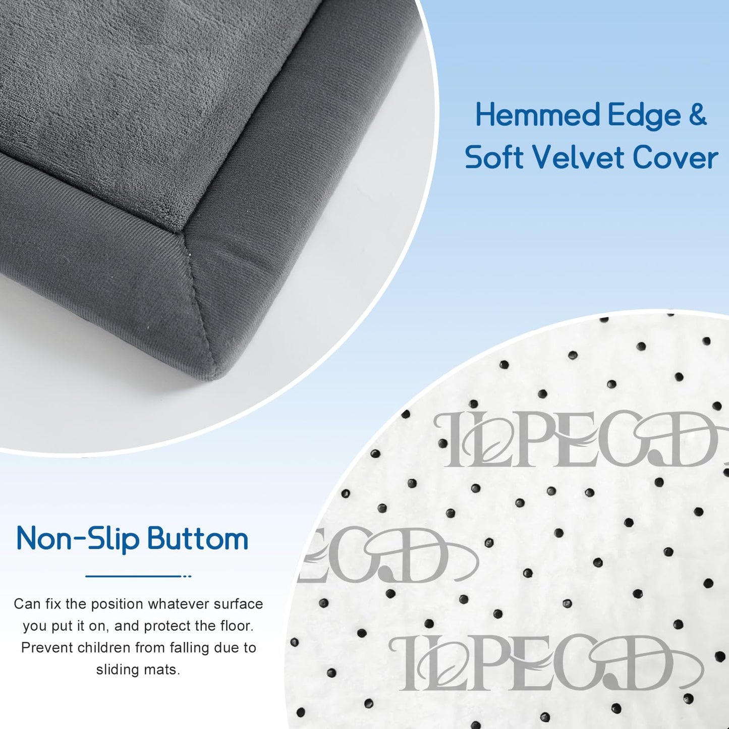 ILPEOD Baby Play Mat for Floor Nursery Rug Muscle Mat Area Rug Playroom Rug 79"x110" Playpen Mat Memory Foam 1.3" Thick Crawling Mat for Babies,Toddlers, Infants, Kids,Grey
