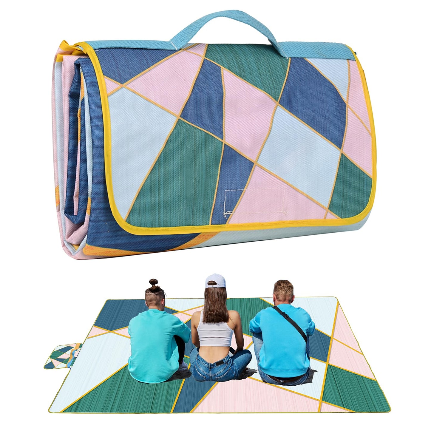 DanCoom Picnic Blanket, Foldable Waterproof Sand Mat, Extra Large Picnic Blanket Outdoor Picnic Mat Beach Blanket for Park Grass Camping Hiking Travel Family Concerts