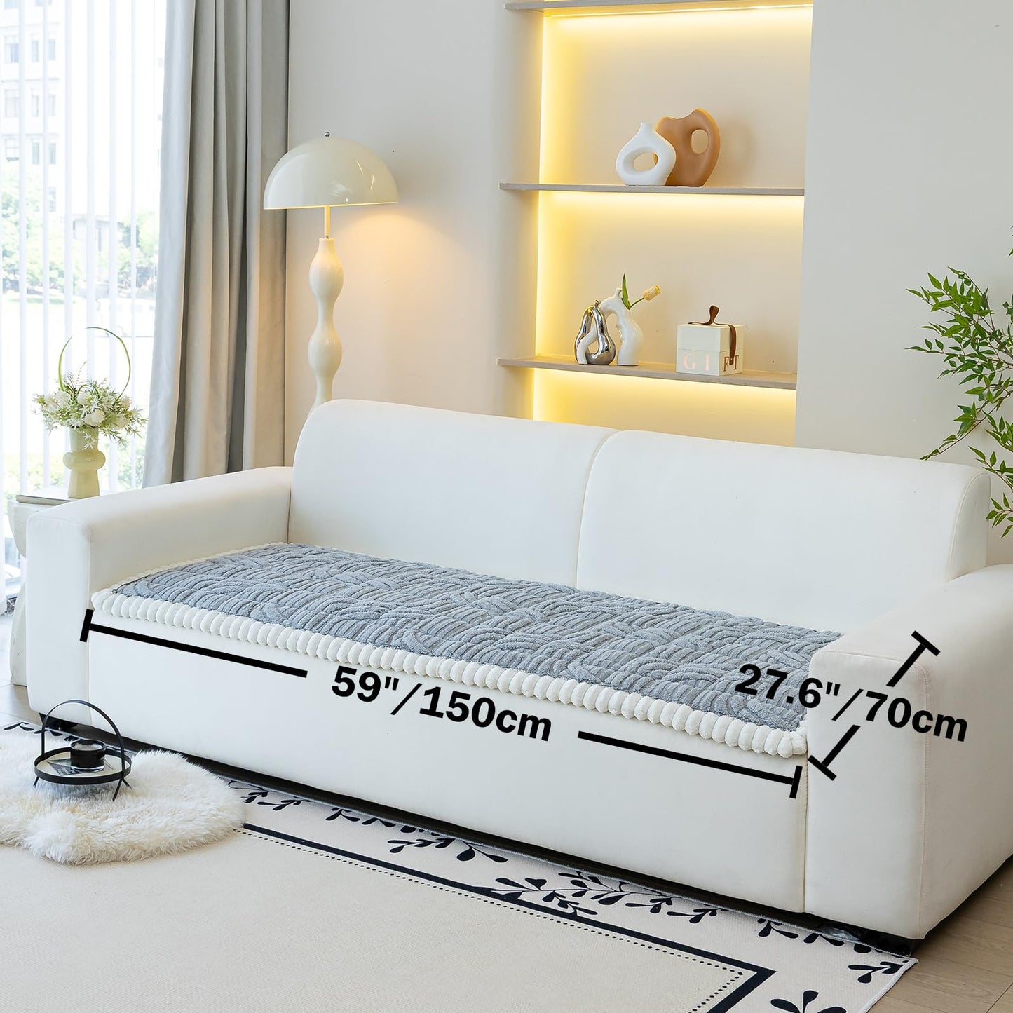 XFEXM Couch Cover for Dogs, Washable Non-Slip Pet Sofa Protector, Soft Sofa Slipcovers Cushion Protector for Dogs and Cats. (Light Gray, 27.6" x 59.06" x 1.5")