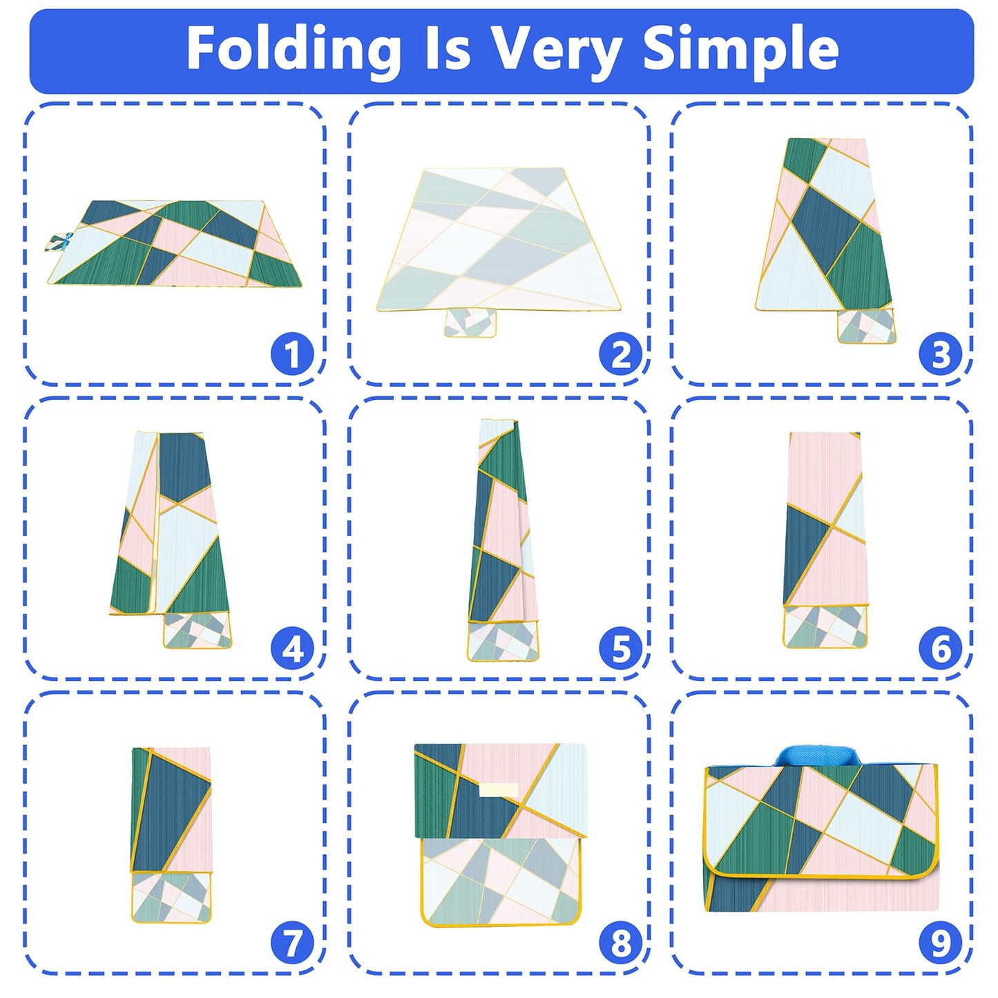 DanCoom Picnic Blanket, Foldable Waterproof Sand Mat, Extra Large Picnic Blanket Outdoor Picnic Mat Beach Blanket for Park Grass Camping Hiking Travel Family Concerts