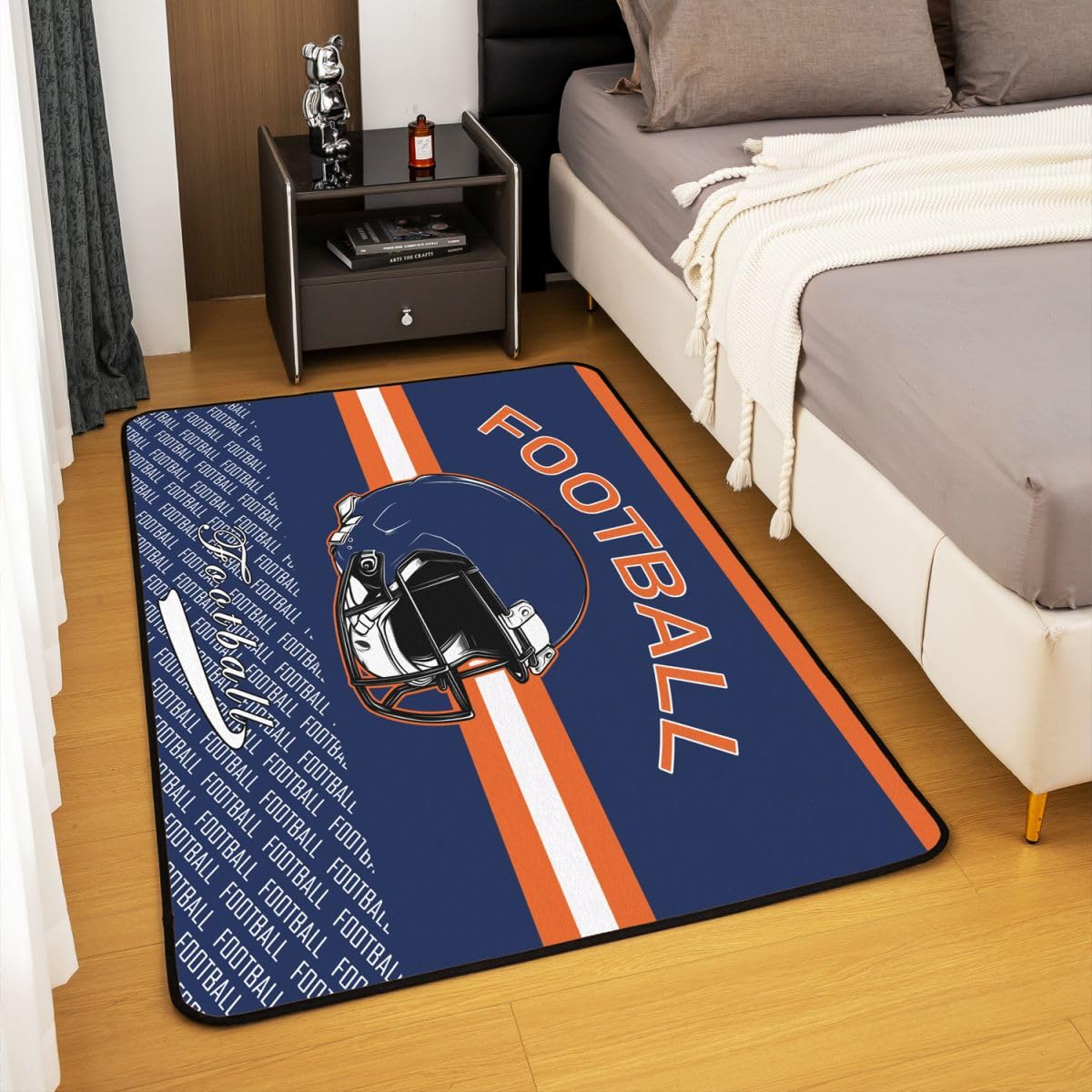 Feelyou Football Area Rug 5x7 Polyester Living Room Rugs for Bedroom Football City Decor Carpet Sports Games Indoor Floor Mat Soft Non-Slip