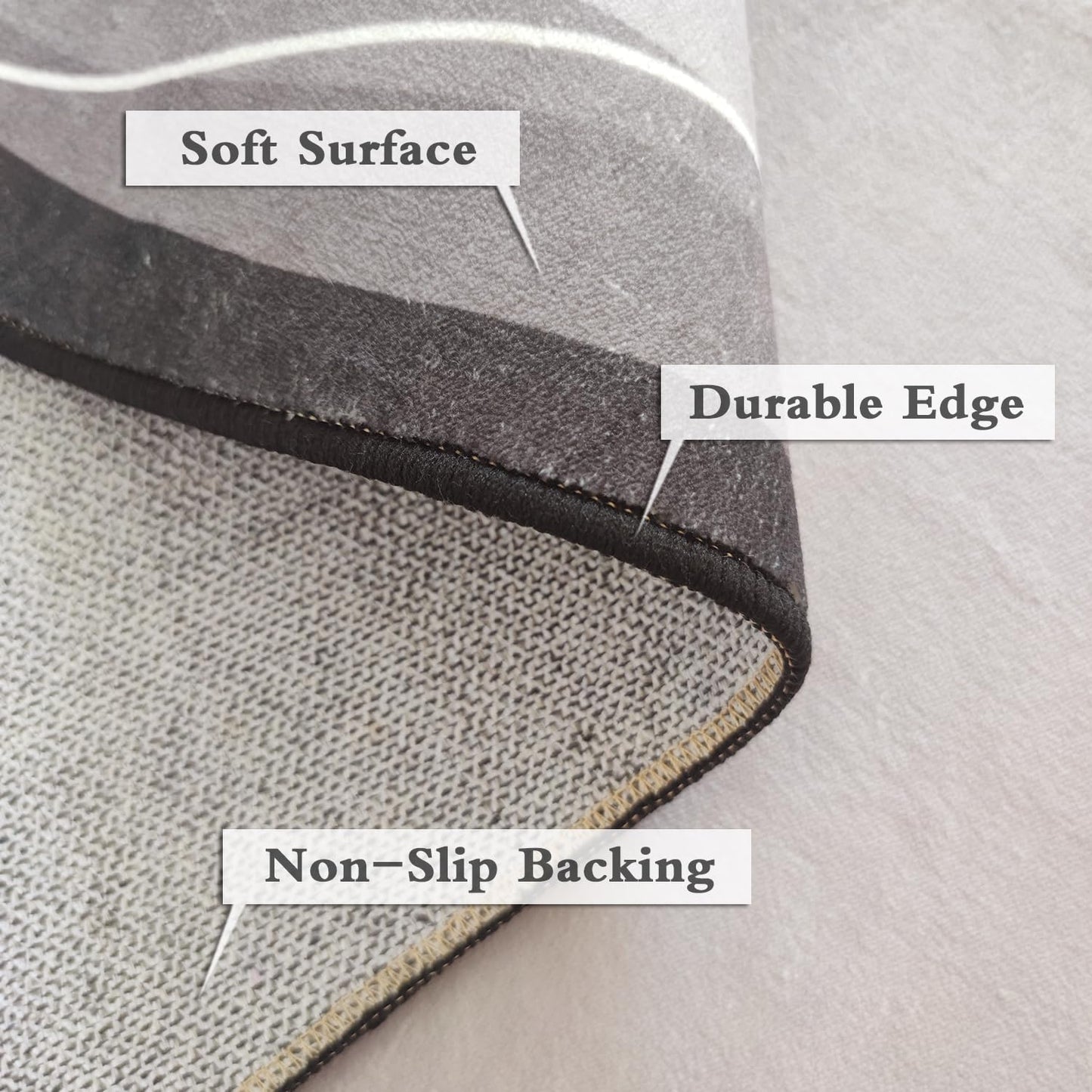 Poowe Area Rug Indoor Vintage Living Room Carpet Kitchen Washable Distressed Cloud Waves Edge Bedroom Rugs Retro Accent Throw Carpet for Office Dining Room Bathroom-Grey 4' x 6'