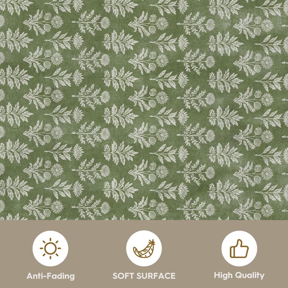 Artoid Mode Green Rustic Floral Spring Area Rug, Summer Home Decor Low-Profile Non-Slip Washable Large Rug for Living Room Bedroom Farmhouse Dining Room Kids Playroom 5x7 Feet