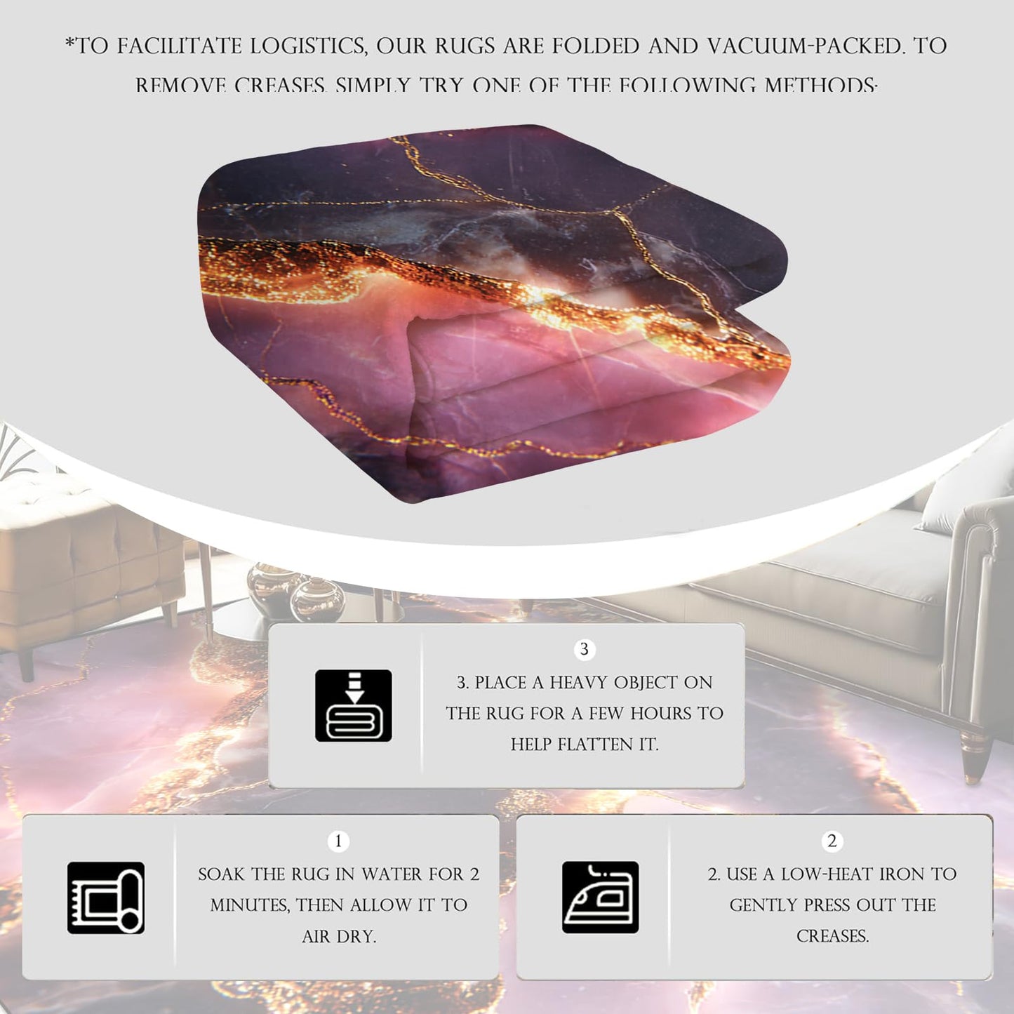 kxry Purple Gold Marble Pattern Area Rug 3x5 for Bedroom Living Room Dining Room Light Luxury Elegant Style Non Slip Washable Low Pile Rug for Entryway Kitchen Doormat Indoor Floor