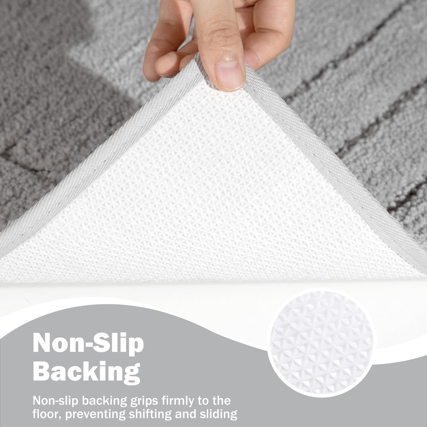 TANVILL Gray Bathroom Runner Rugs, Non-Slip Extra Long Bath Mat