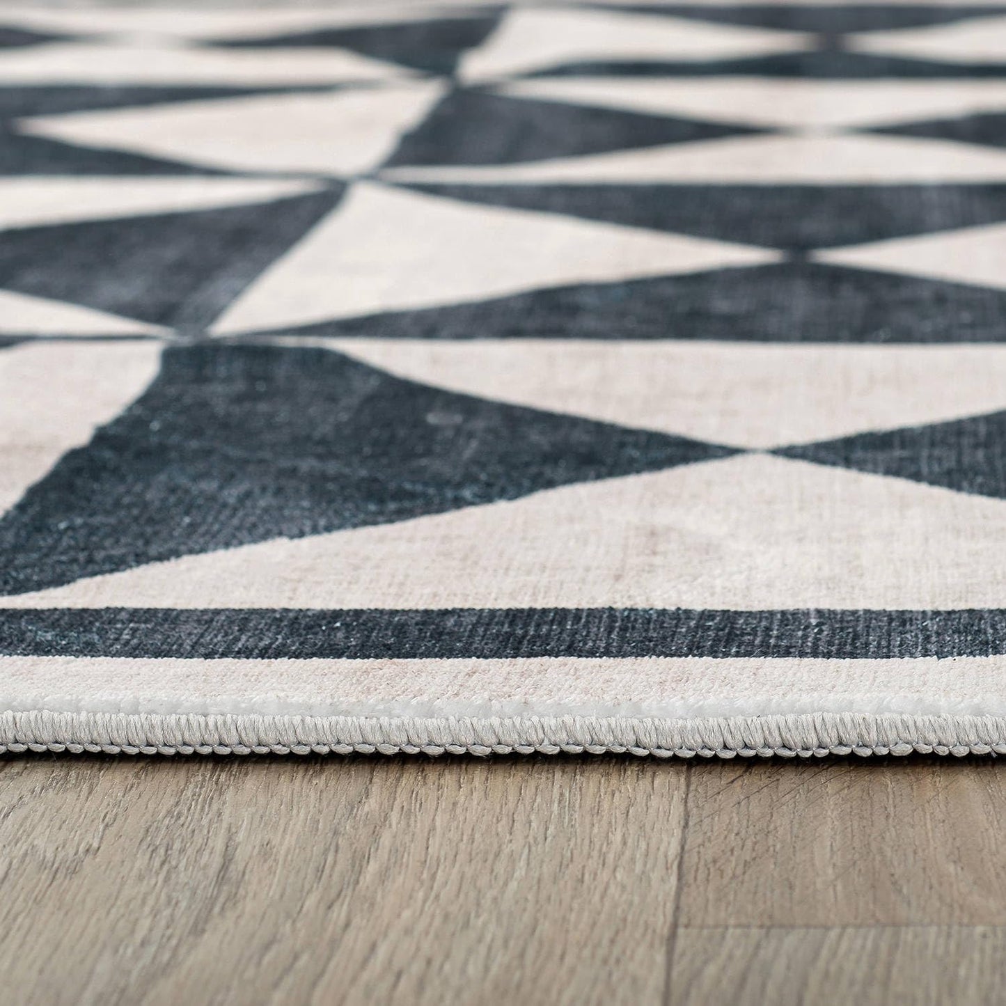Rugshop Geometric Diamond Washable Non Slip Area Rug 5' x 7' Cream