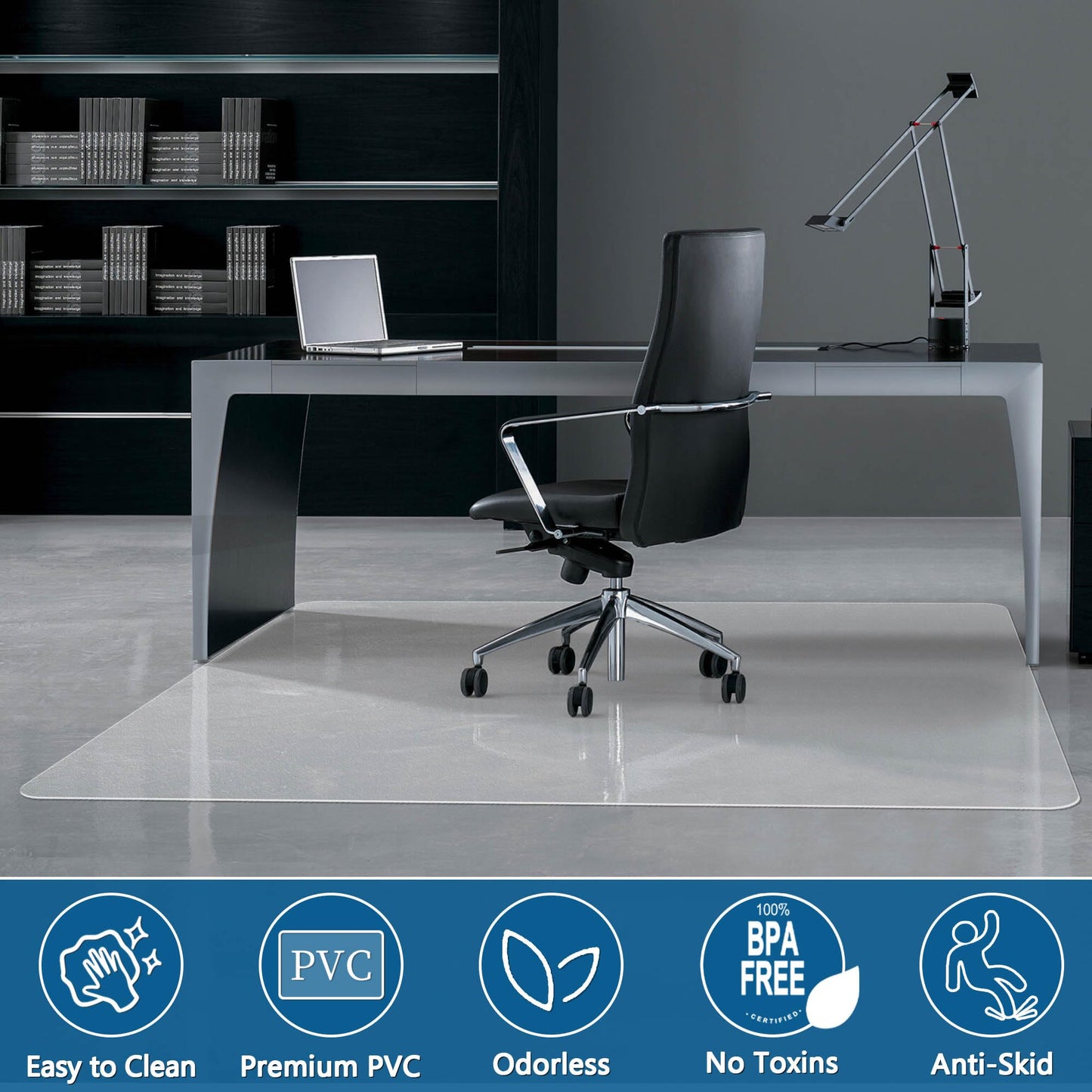 Futurwit Chair Mat for Hardwood Floor, 46" x 72" Clear Desk Chair Mats, Easy Glide Plastic Mat for Under Office Chair, Rectangle