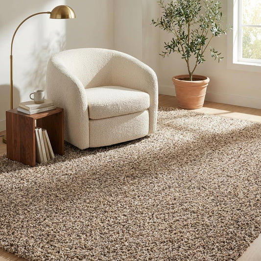 Unique Loom Solid Shag Collection Area Rug (4' 1" x 6' 1" Rectangle, Taupe)