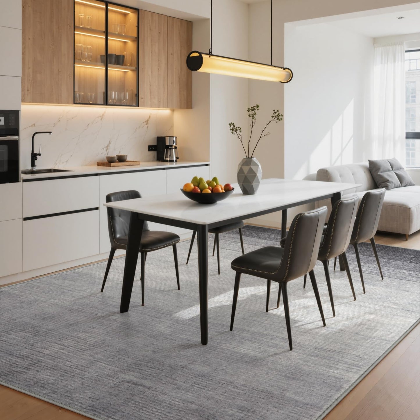 Wonnitar Modern Ombre 6x9 Grey Area Rugs for Bedroom, Washable Large Living Room Rug, Non-Slip Soft Contemporary Stain Resistant Accent Carpet for Dining Room Guest Room (Grey, 6'x9')