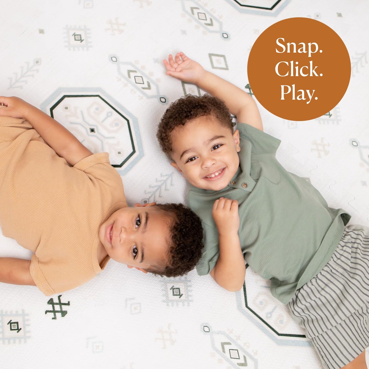 Toddlekind Haven Play Mat - 4x6 Amira Seagrass - Extra Thick Non-Toxic Soft Foam Playmat for Floor - Stylish Interlocking Playroom Puzzle Mat for Kids & Toddlers - 6 Tiles - Odorless - Wipe Clean