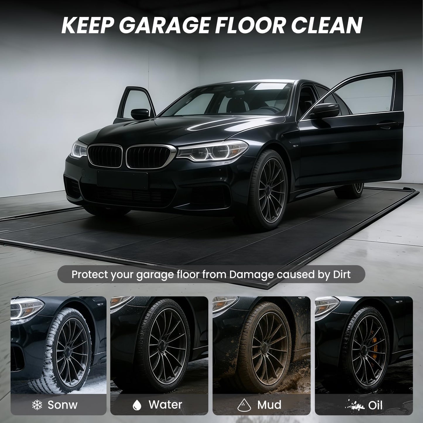 Maxztill 8'6"x20' Garage Floor Mat, Non-Slip Heavy-Duty Containment Mat