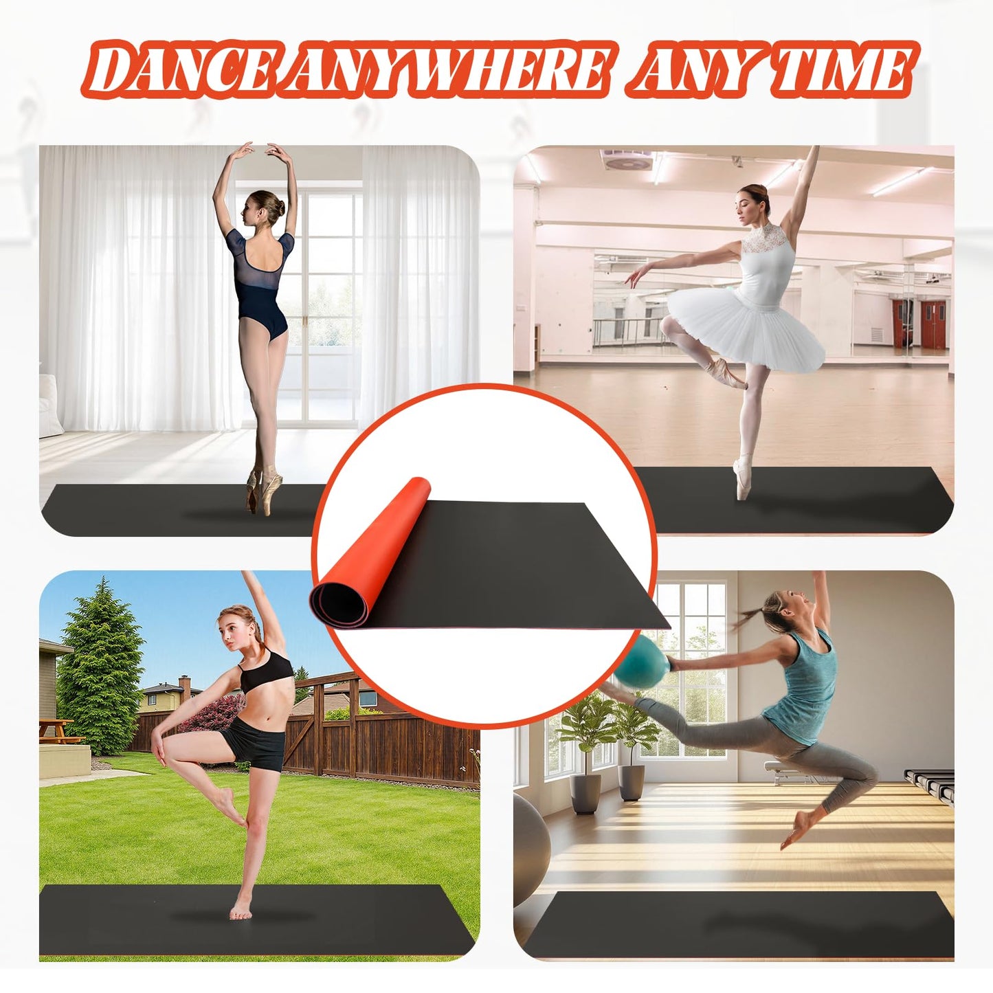 Portable Dance Floor Mat - Marley Dance Floor, 4.5mm Thick Non-Slip PVC Dance Flooring for Ballet and All Dance Styles – Perfect for Home, Studio, and Events