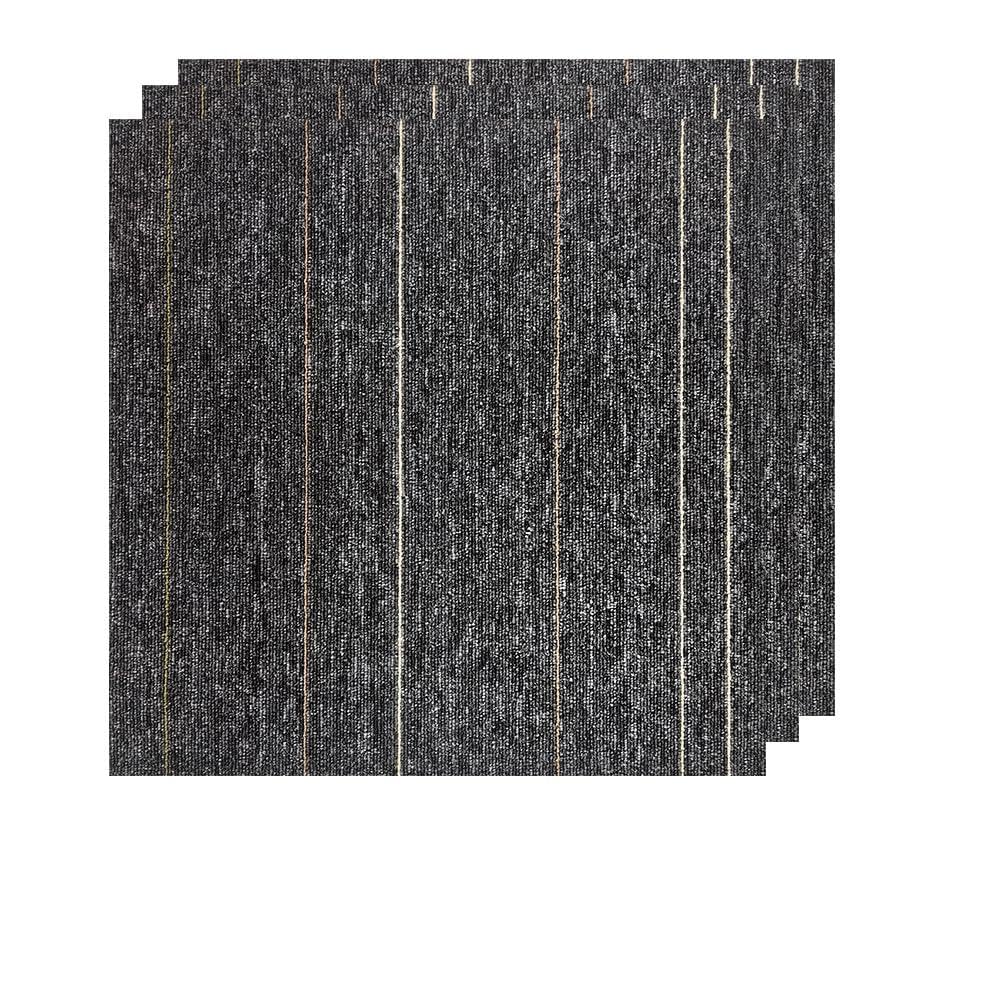 32 Pieces of Carpet 20x20 inch Square Carpet Tiles, Reusable, Non Slip, Seamless Tiles, Suitable for Indoor and Outdoor use in bedrooms, Living Rooms, Offices, etc., Easy to DIY（Dark Gray stripe-06）