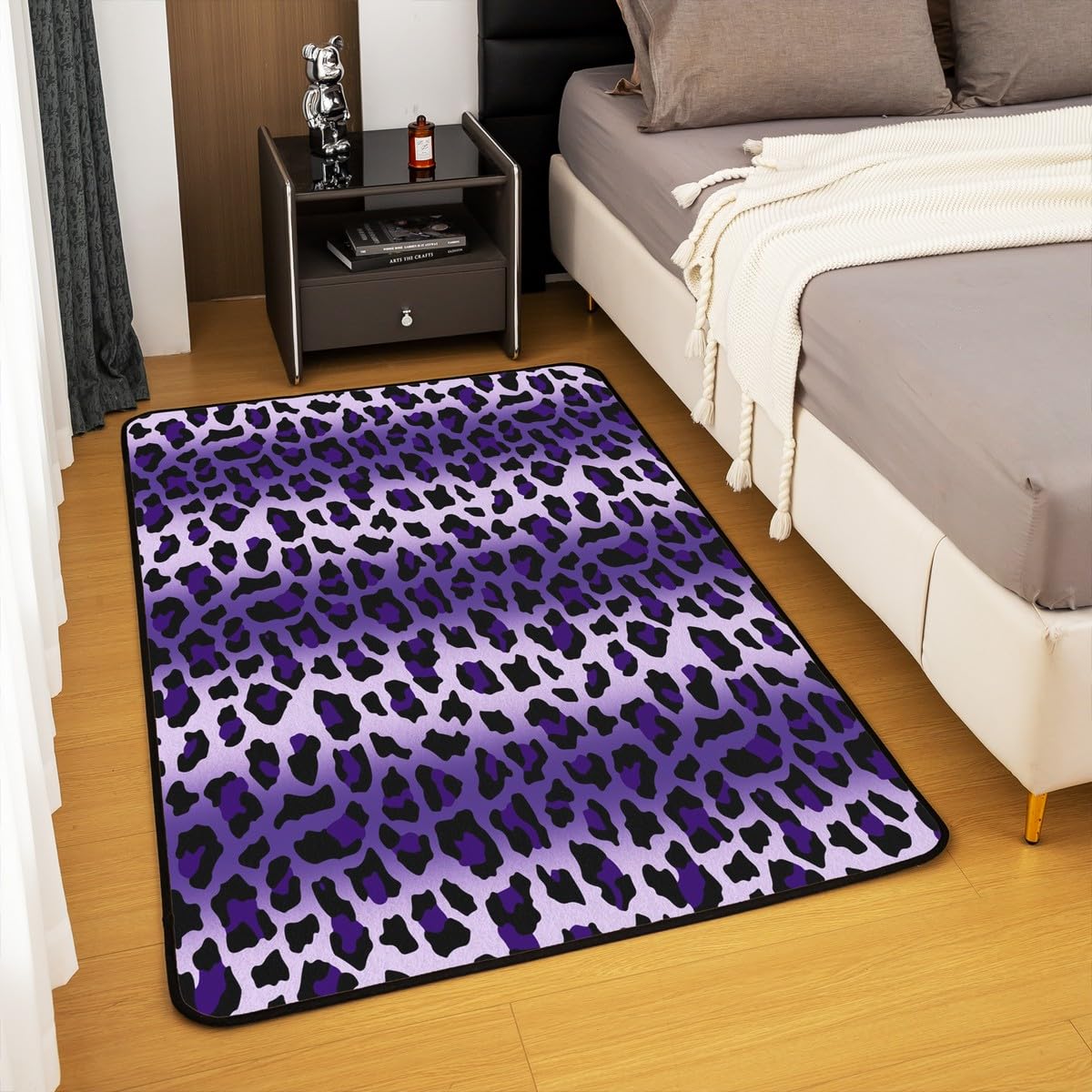 jejeloiu Kids Purple Leopard Decor Carpet Area Rug 3x5 Modern Ombre Effects Living Room Rugs for Bedroom for Boys Girls Teens Cheetah Indoor Floor Mat Non-Slip Soft Women Men
