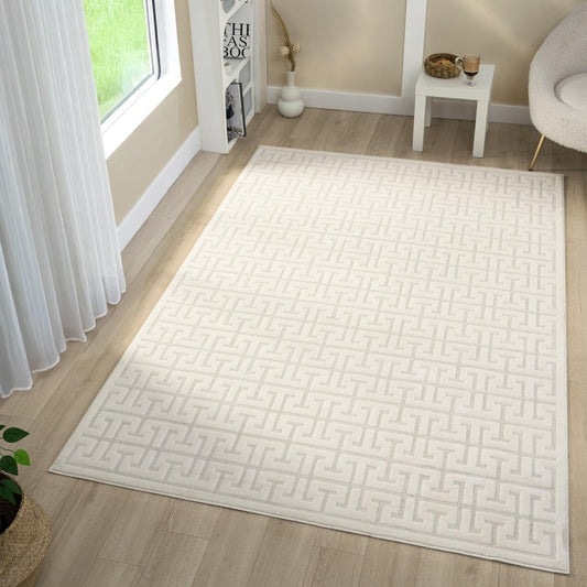 LUXE WEAVERS Modern Geometric Trellis Cream 5x7 Area Rug