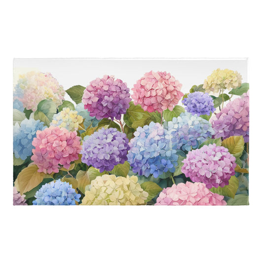 Kwlegh Hydrangea Bath Rug Spring Summer Bath Mat 20x32 Inch Purple Pink Blue Hydrangea Flowers Bathroom Rug Non Slip Absorbent Doormat for Bathroom Entryway Living Room
