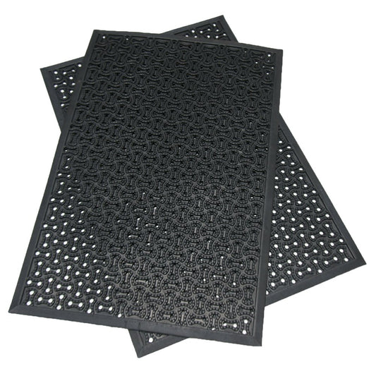 Rubber-Cal Dura-Scraper Drainage Commercial Door Mat - 3/8 in x 2 ft x 3 ft - Black Rubber Doormats