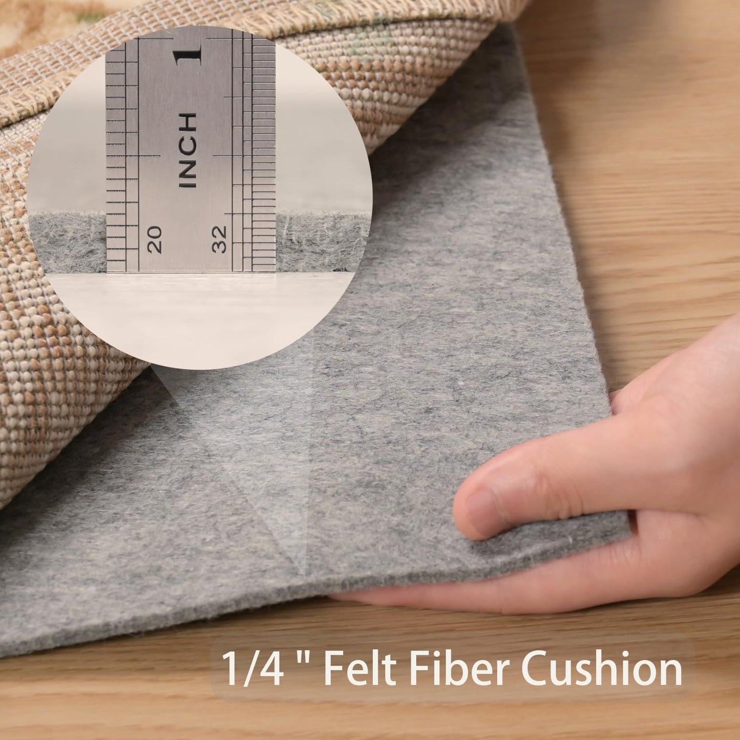 QJHOMO Non Slip Rug Pad 2x3 Feet Carpet Padding, Under Rug Padding Cushioned for Hardwood Floors, Thick Felt Cushion Carpet Pads for Area Rugs Non Skid Backing Runner Rug Mat