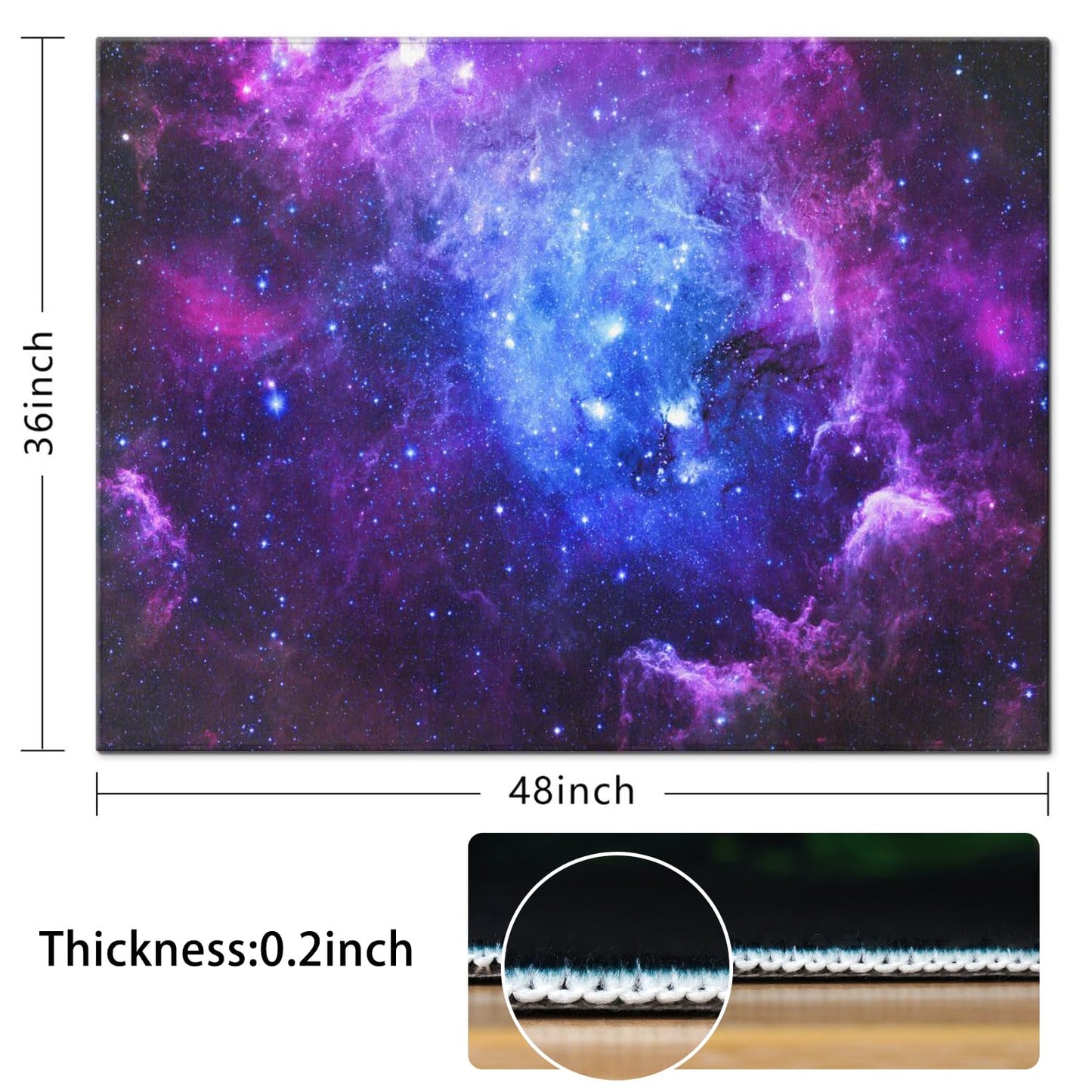 Gaming Chair Mat for Carpet Hardwood Tile Floor,36"x48" Gaming Rug for Gaming Room, Under Desk Non Slip Gamer Rug,Low-Pile Game Room Rug,Rubber Backing Large Gaming Chair Floor Mat,Galaxy Starry