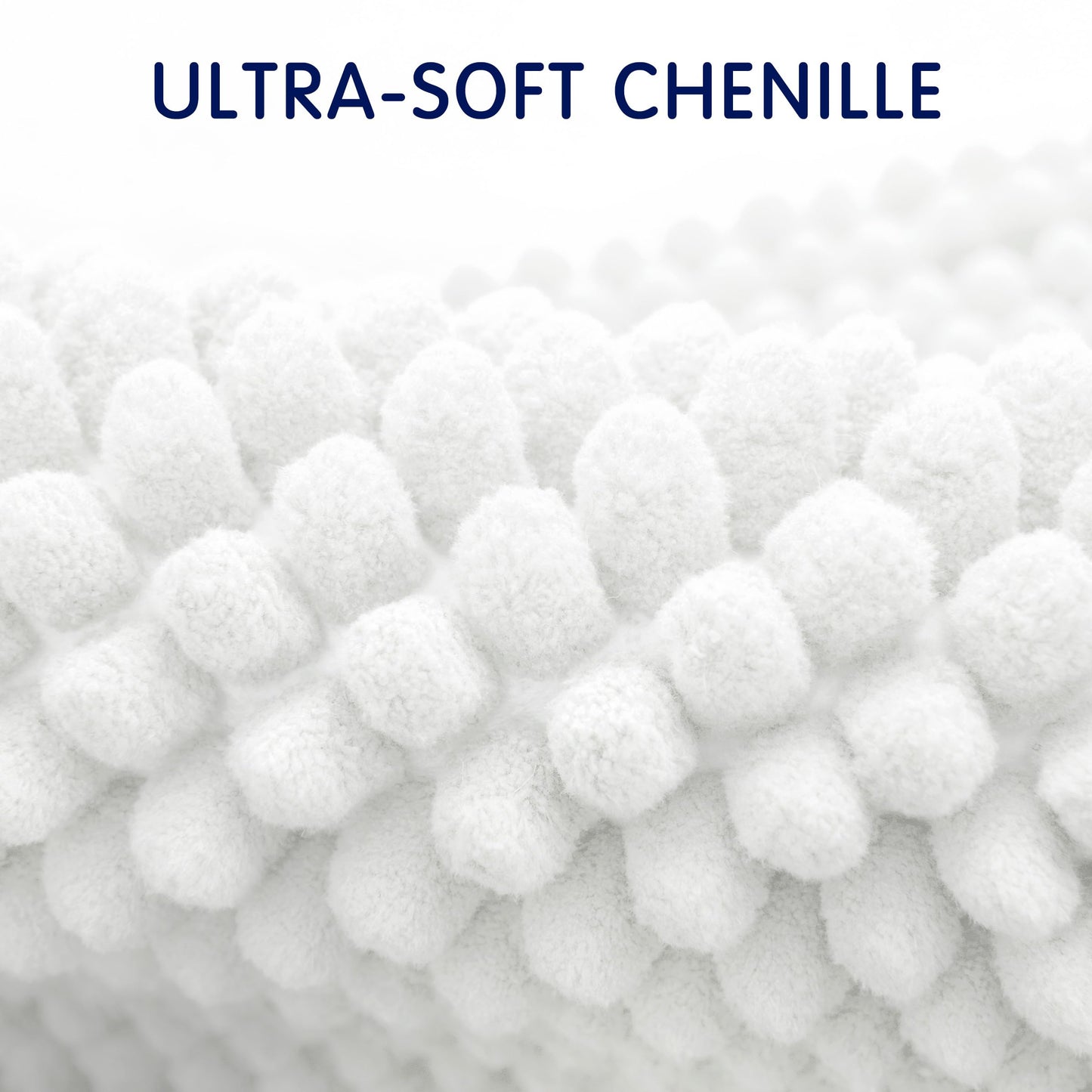 SUBRTEX Bathroom Rugs Chenille Bath Rug Soft Short Plush Bath Mat Soft Shower Mat Water Absorbent Shower Mat Quick Dry Machine Washable (White, 20" x 32")