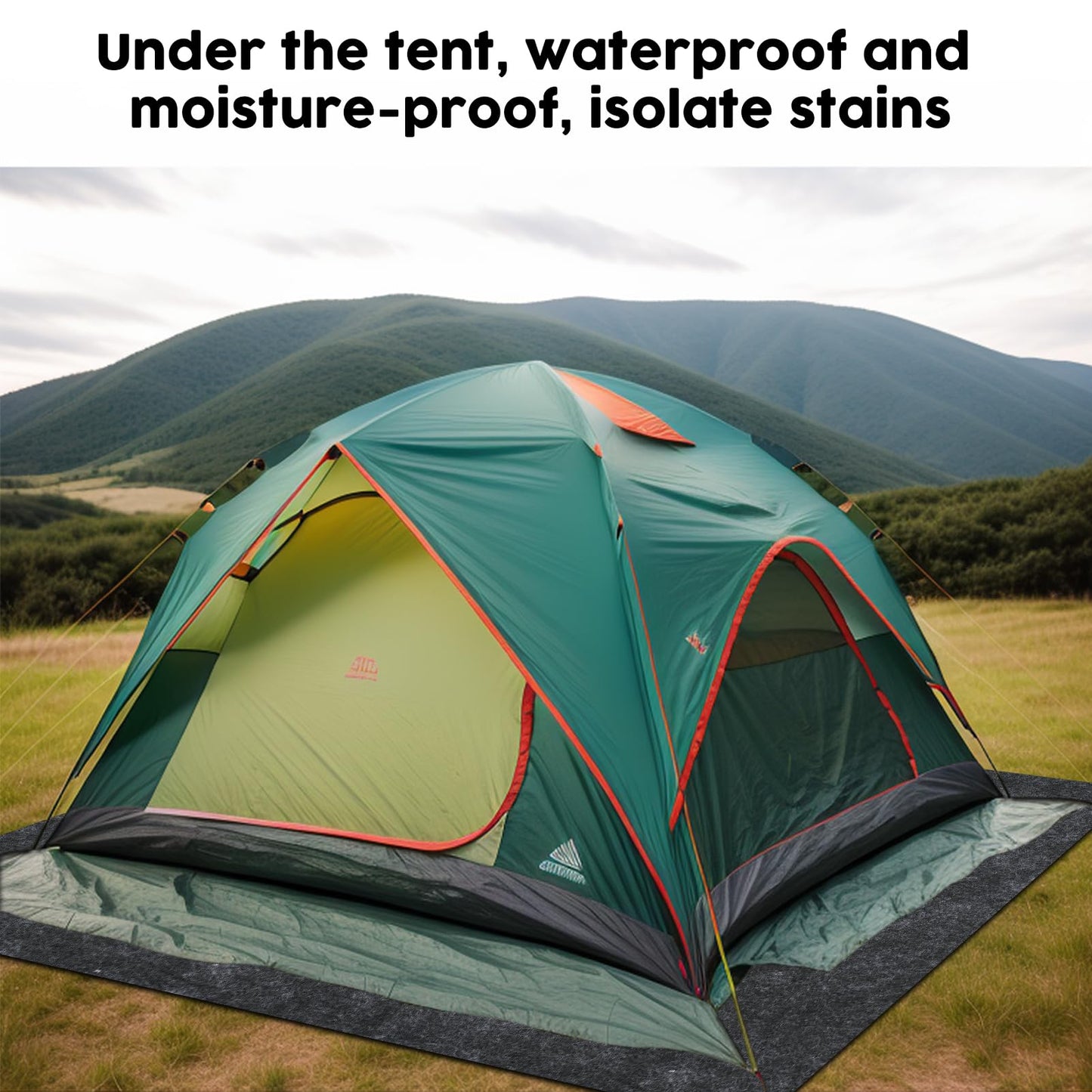 CIEOVO Camping Tent Carpet Mat, 6 x 6 Ft Waterproof Rug for Outdoor Use, Dark Gray