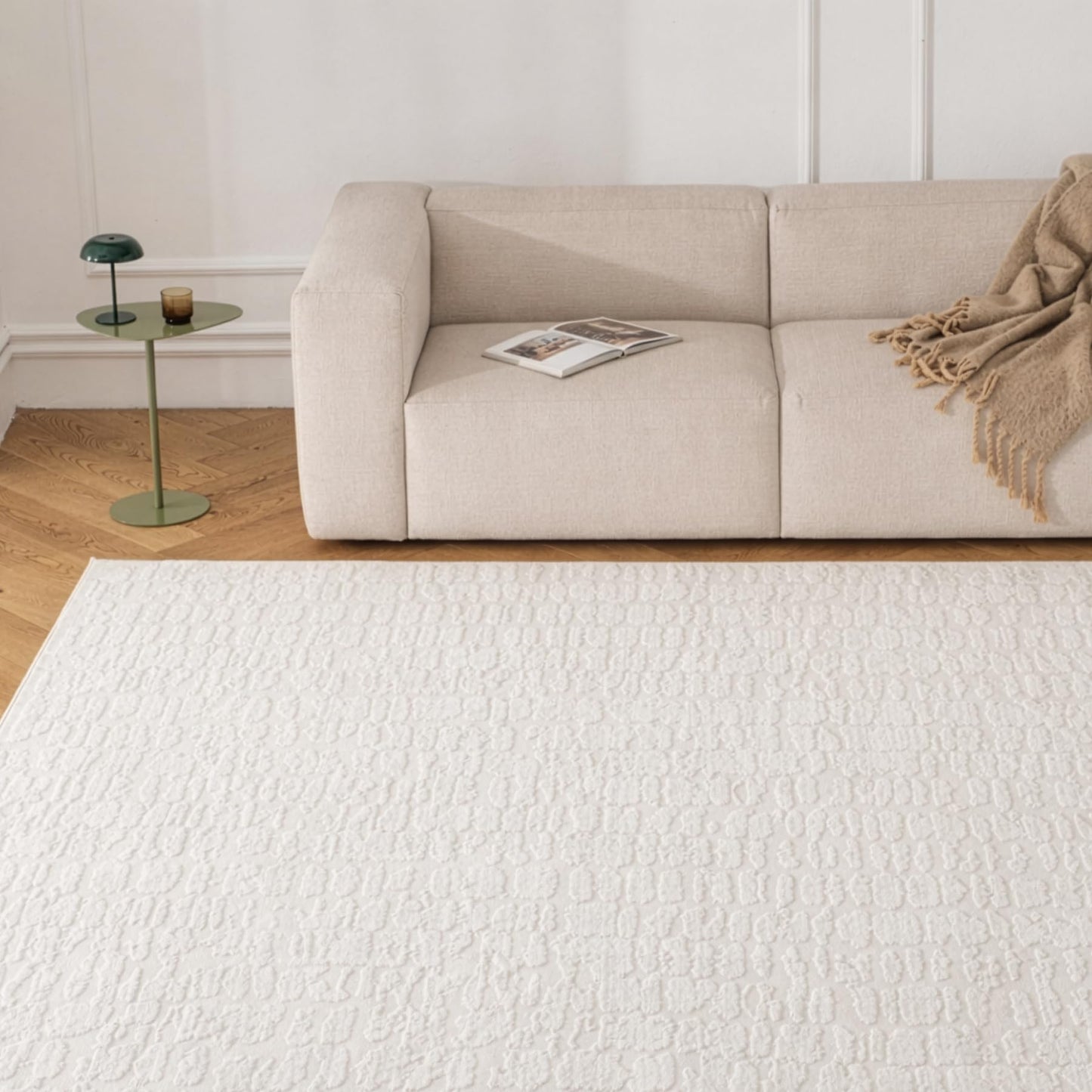 Revival Rugs Reverb 8'x10' Area Rugs for Living Room Bedroom Dining Room - Washable, Oeko-TEX Certified, Modern, Ivory