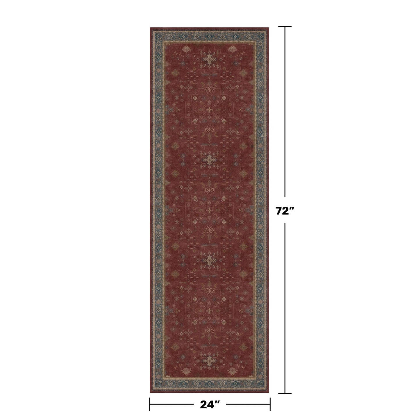 2x6 Turkish Kitchen Runner Rugs Non Skid Washable - Washable Rug for Hallway, Bedroom Bedside, Bathroom, Laundry Room, Hallway, Non Slip with Rubber Backing, Oriental Dark Red Kitchen Accessories