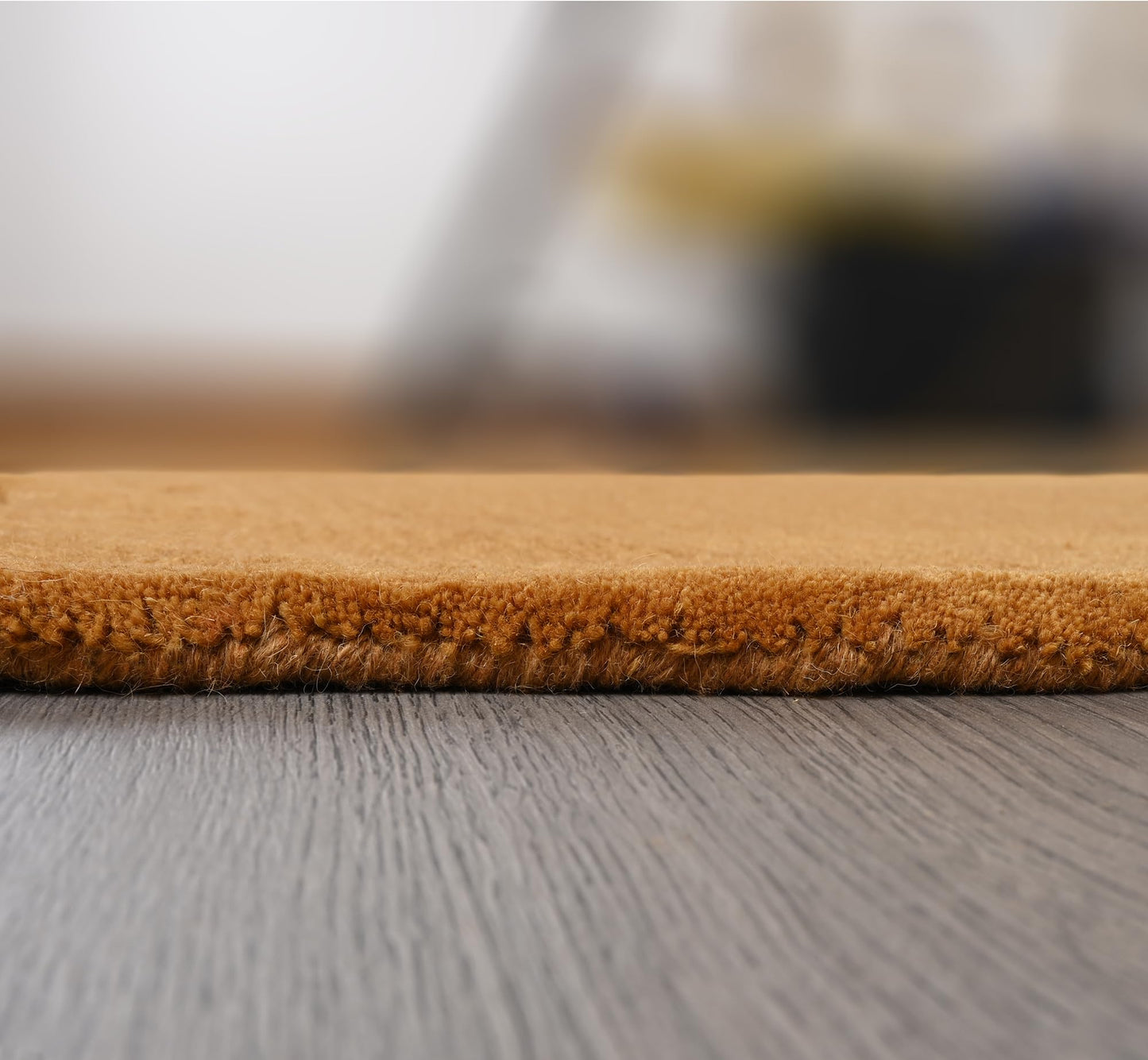 Restoration and Renovation Scalloped Hand-Tufted Wool Area Rug 5' x 8' – Thick, Soft, Plain Textured Carpet for Living Room, Bedroom, – Wavy Edge Accent Rugs with Cotton Backing – Burnt Orange